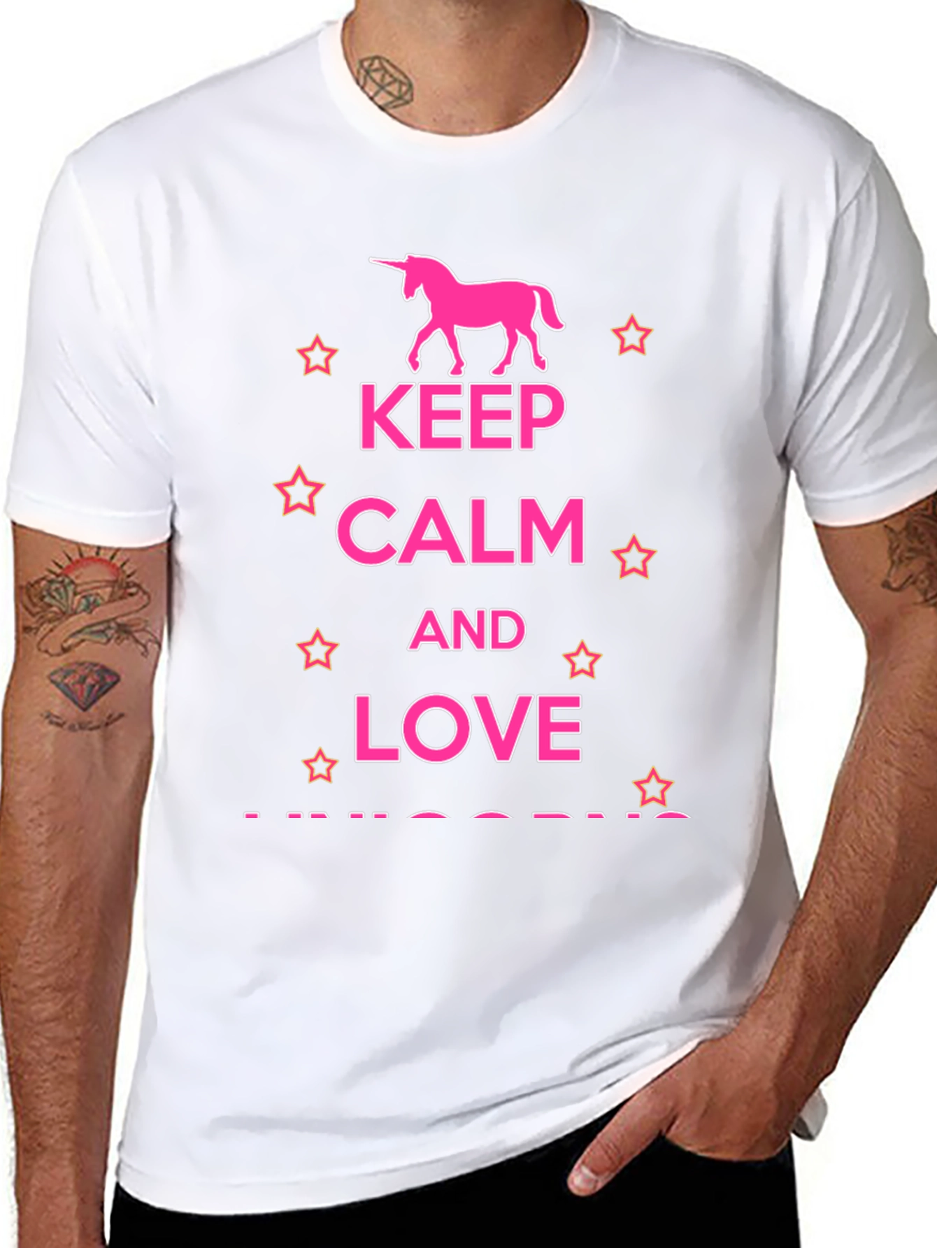 Black Keep Calm & Love Unicorns T-Shirt view 8