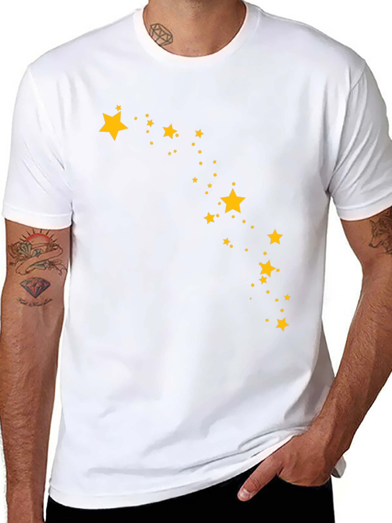 Black Black T-Shirt with Starry Design view 8