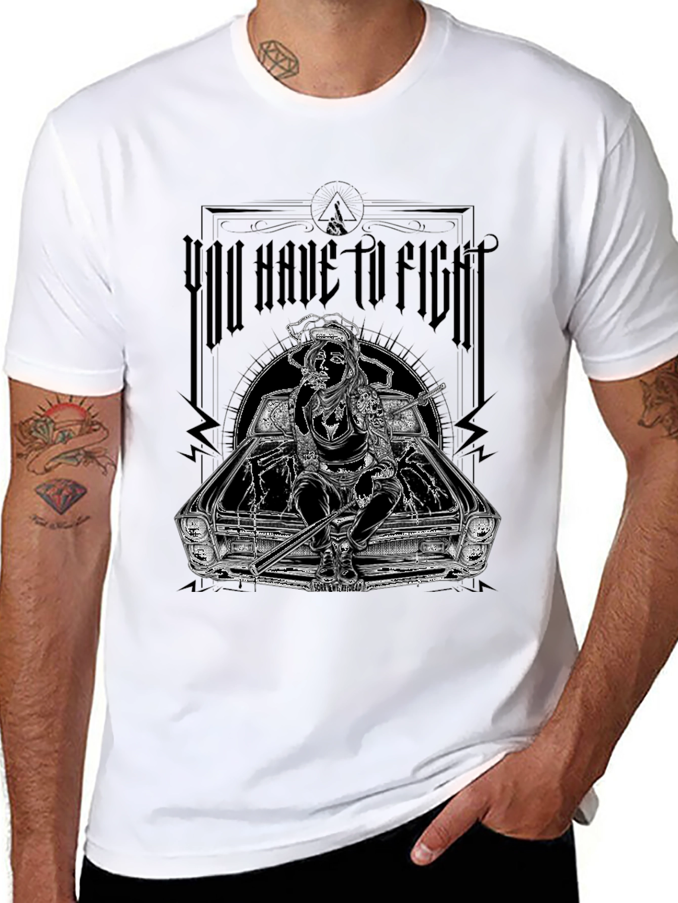 Black You Have To Fight Graphic Tee view 8