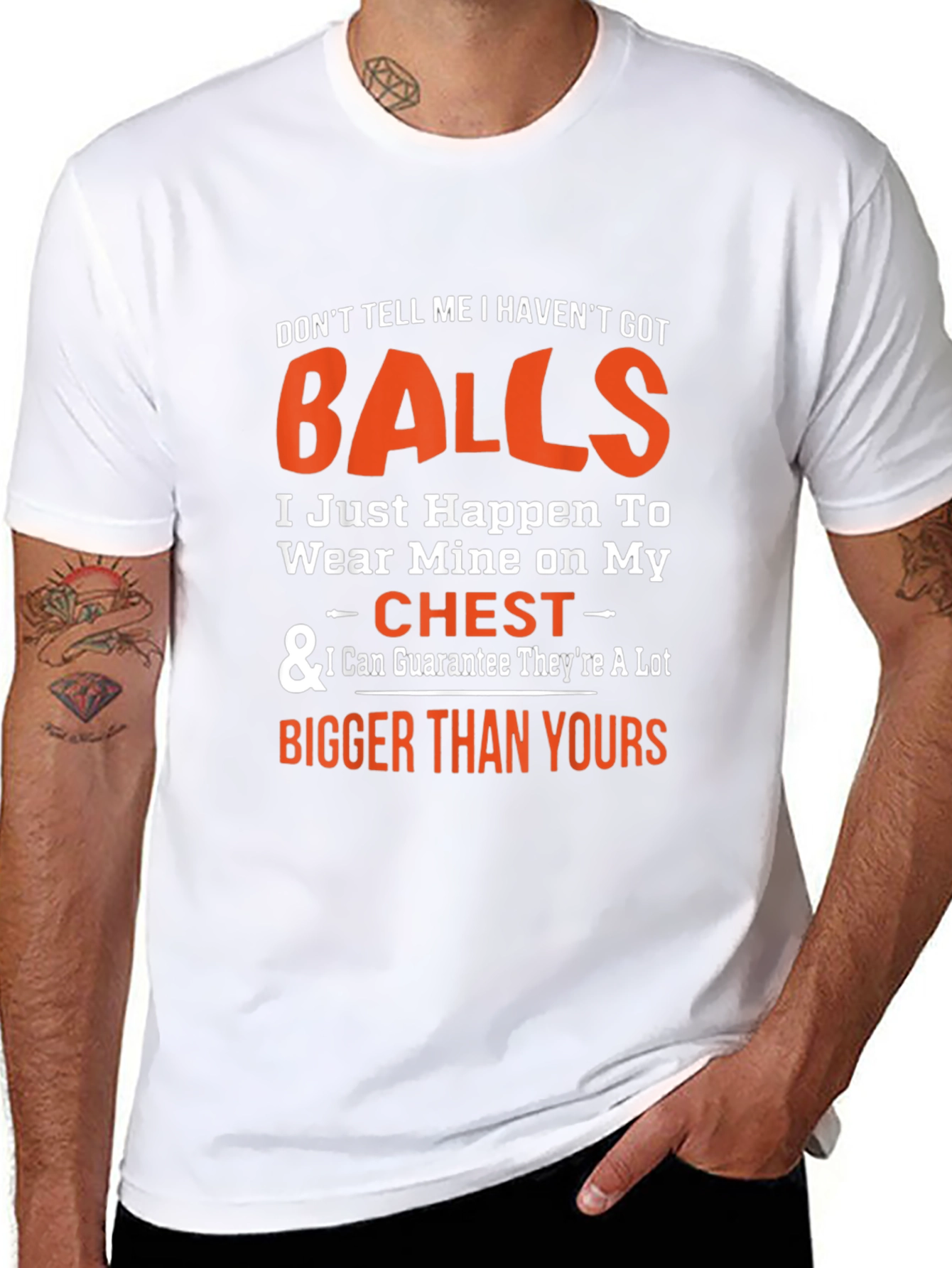 Black Funny Graphic Tee: Don't Tell Me I Haven't Got Balls T-Shirt view 8