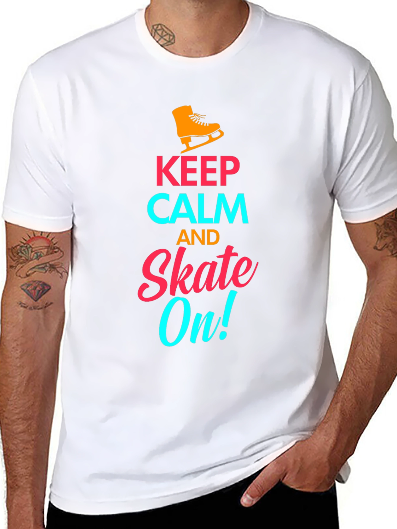 Black Keep Calm and Skate On! - Novelty T-Shirt view 8