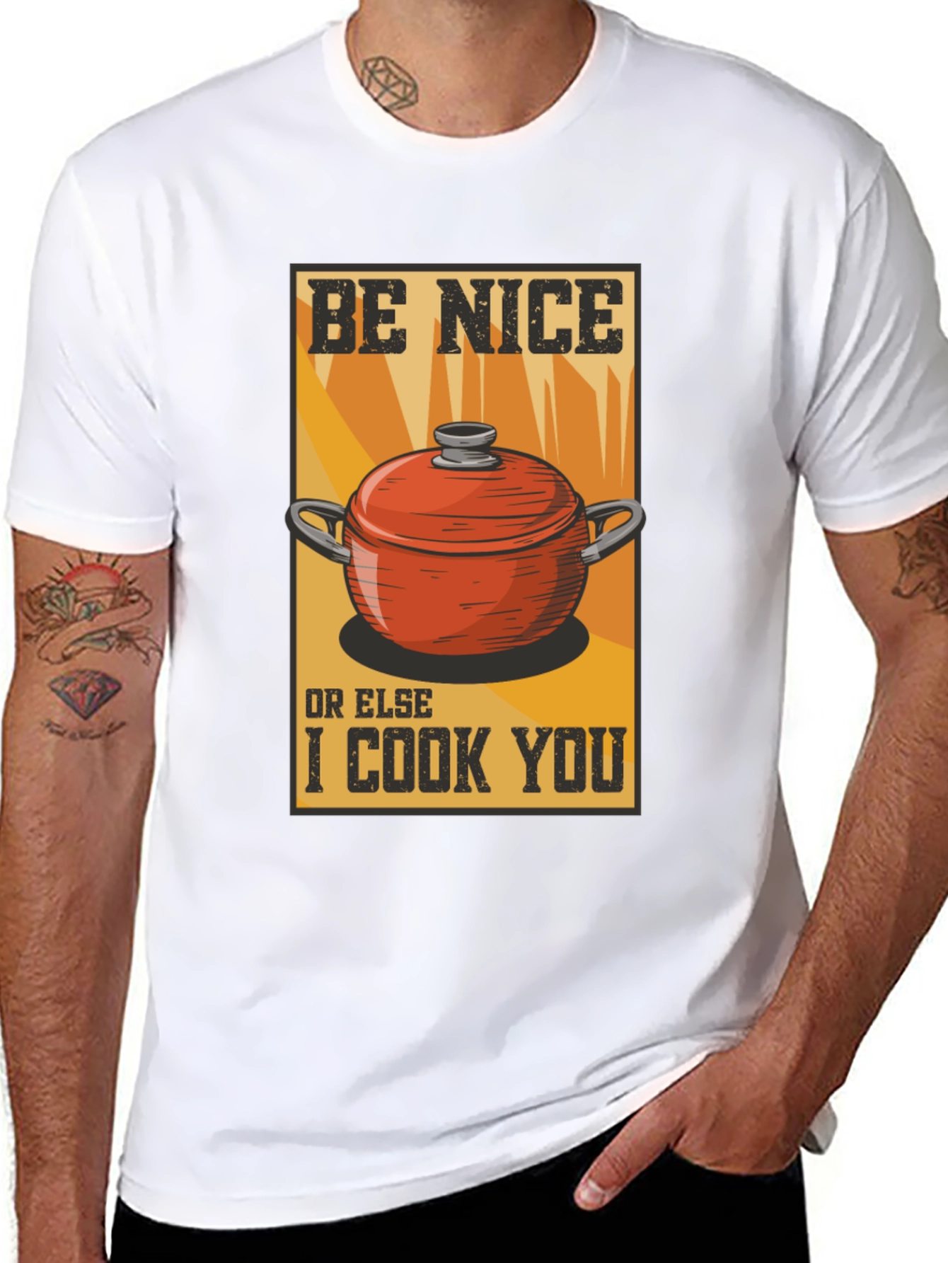 Black Be Nice or Else I Cook You Graphic Tee view 8