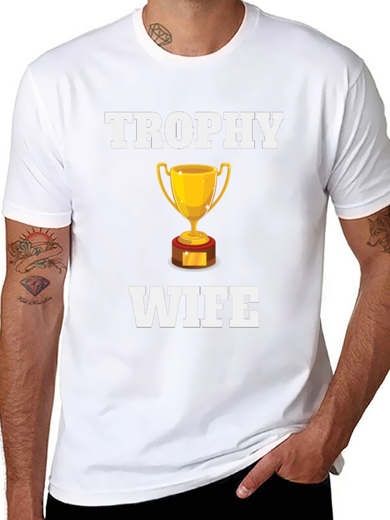 Black Trophy Wife Graphic T-Shirt - Novelty Humor Tee view 8