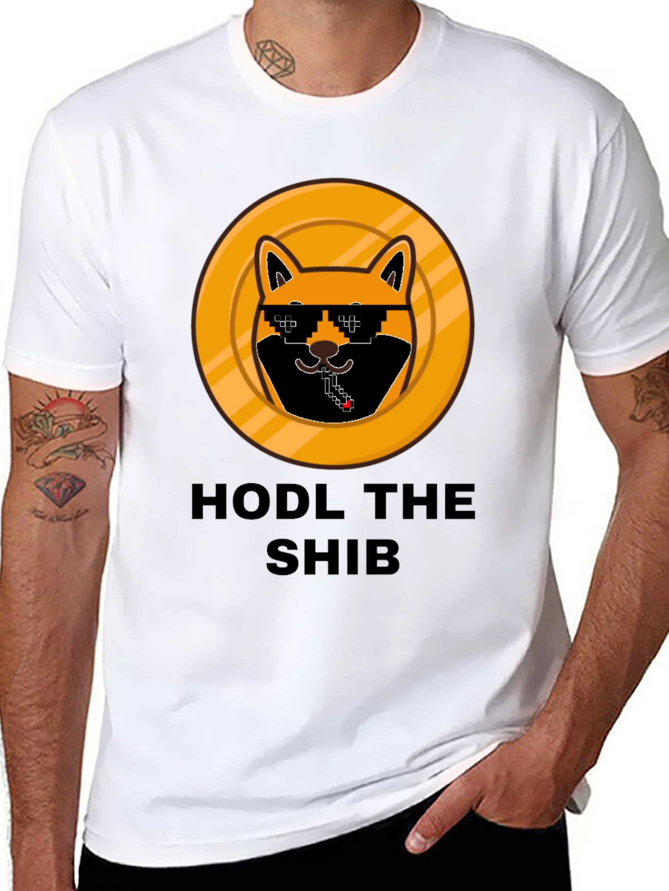 Black HODL THE SHIB Crypto T-Shirt - Black view 8