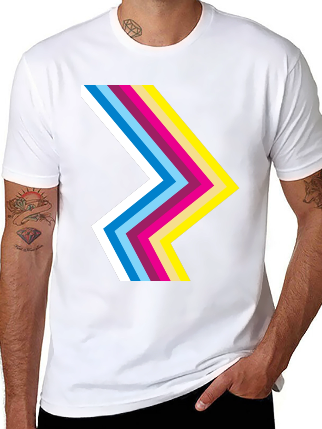 Black Retro Chevron Black T-Shirt - Stylish Graphic Tee view 8