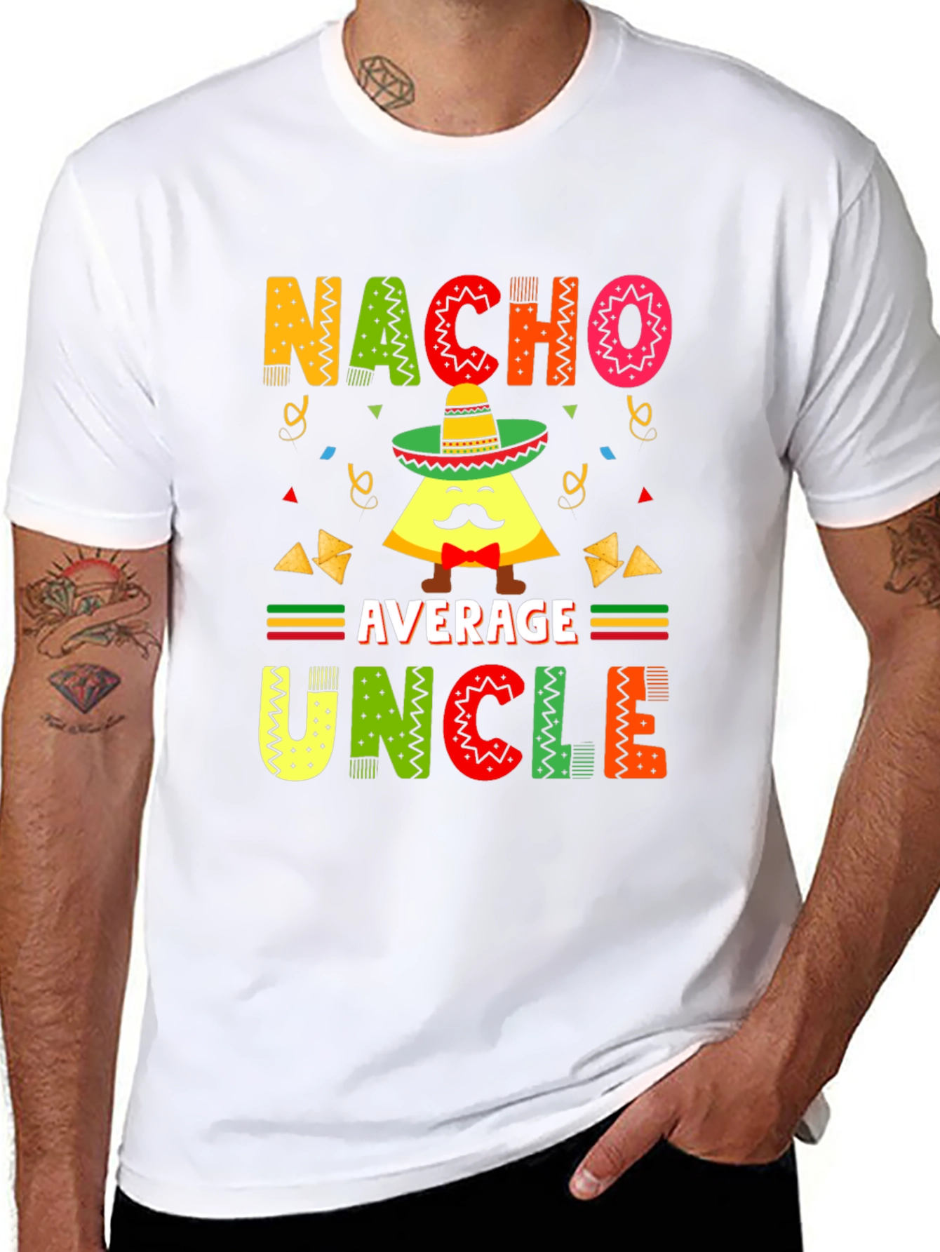 Black Nacho Average Uncle T-Shirt - Funny Pun Tee view 8