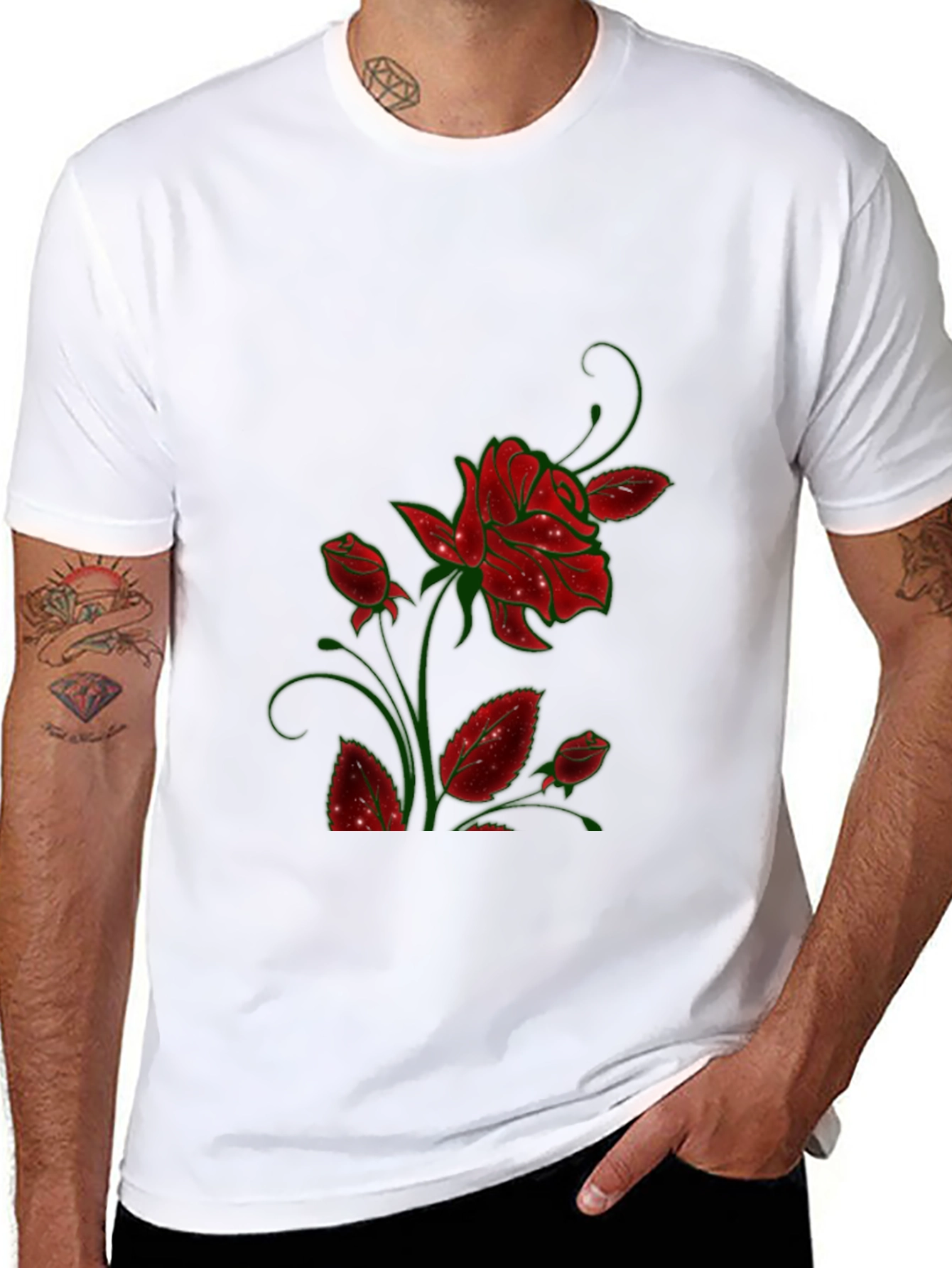 Black Rose Graphic Print Black T-Shirt view 8