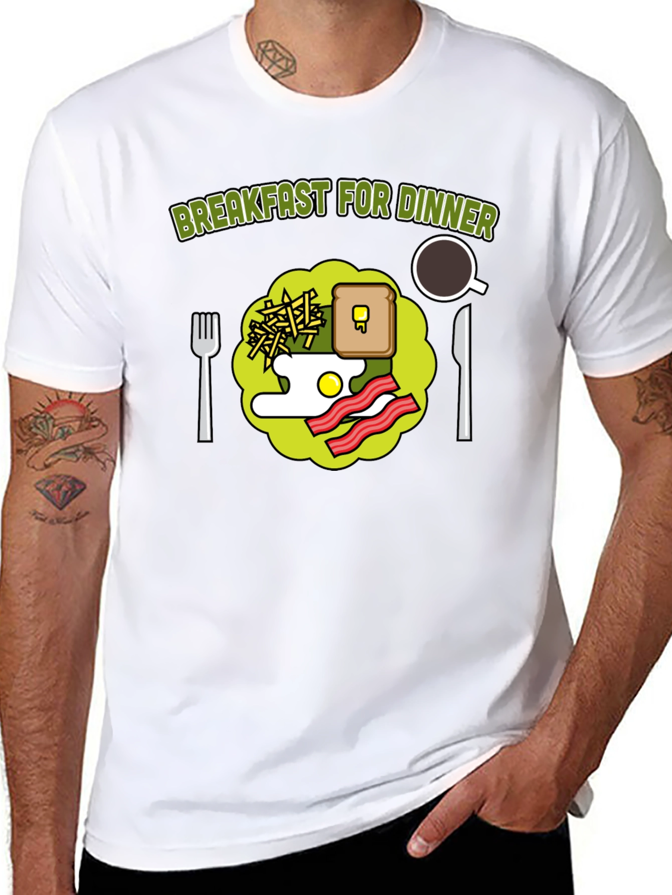 Black Breakfast for Dinner Graphic Tee view 8