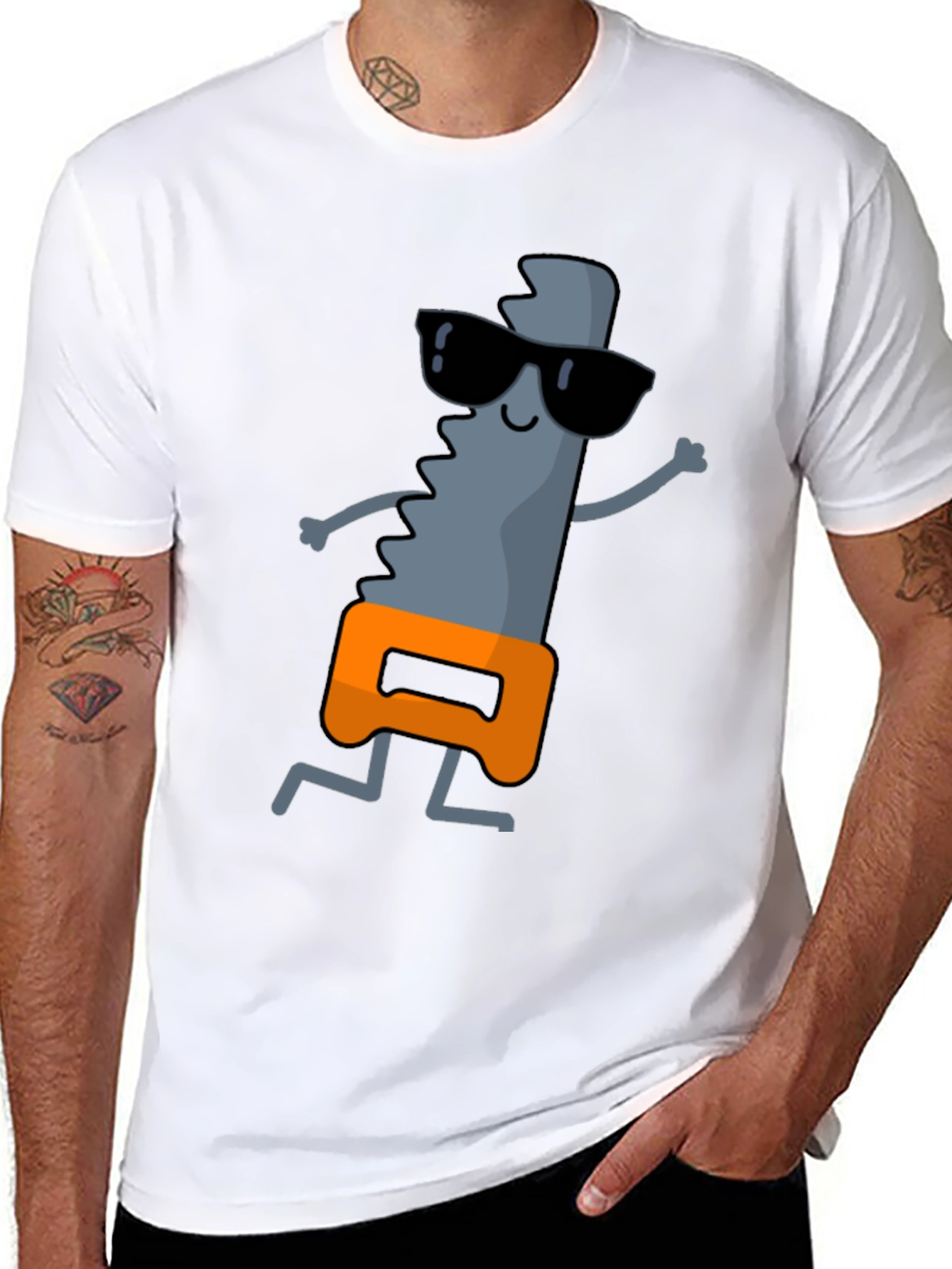 Black Cool Saw Graphic Tee - Black Cotton T-Shirt view 8