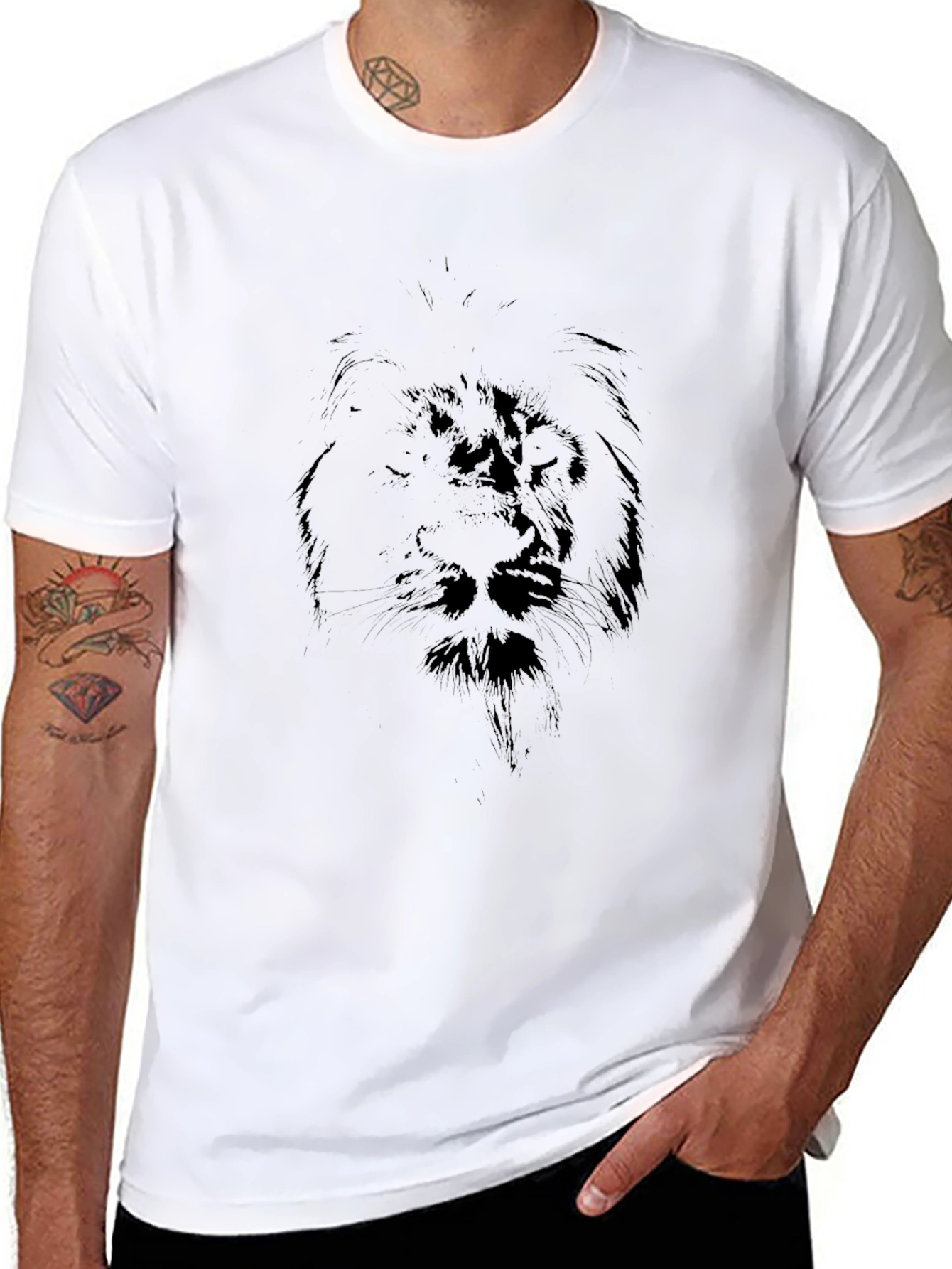 Black Lion Sketch Graphic Tee - Black view 8