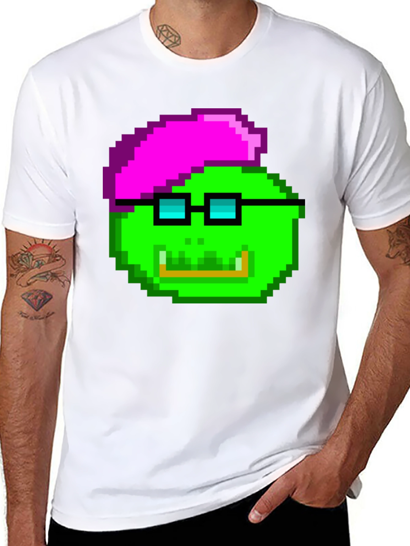 Black Pixel Art T-Shirt - Geek Chic Style view 8