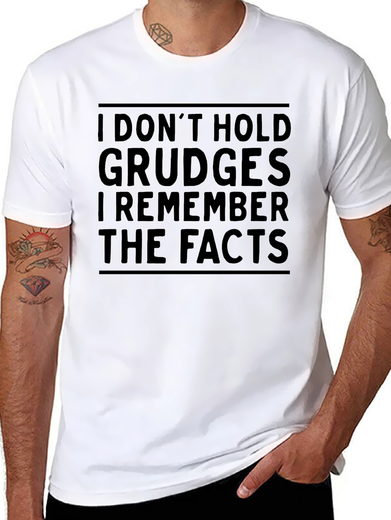 Black I Don't Hold Grudges Men's Black T-Shirt view 8
