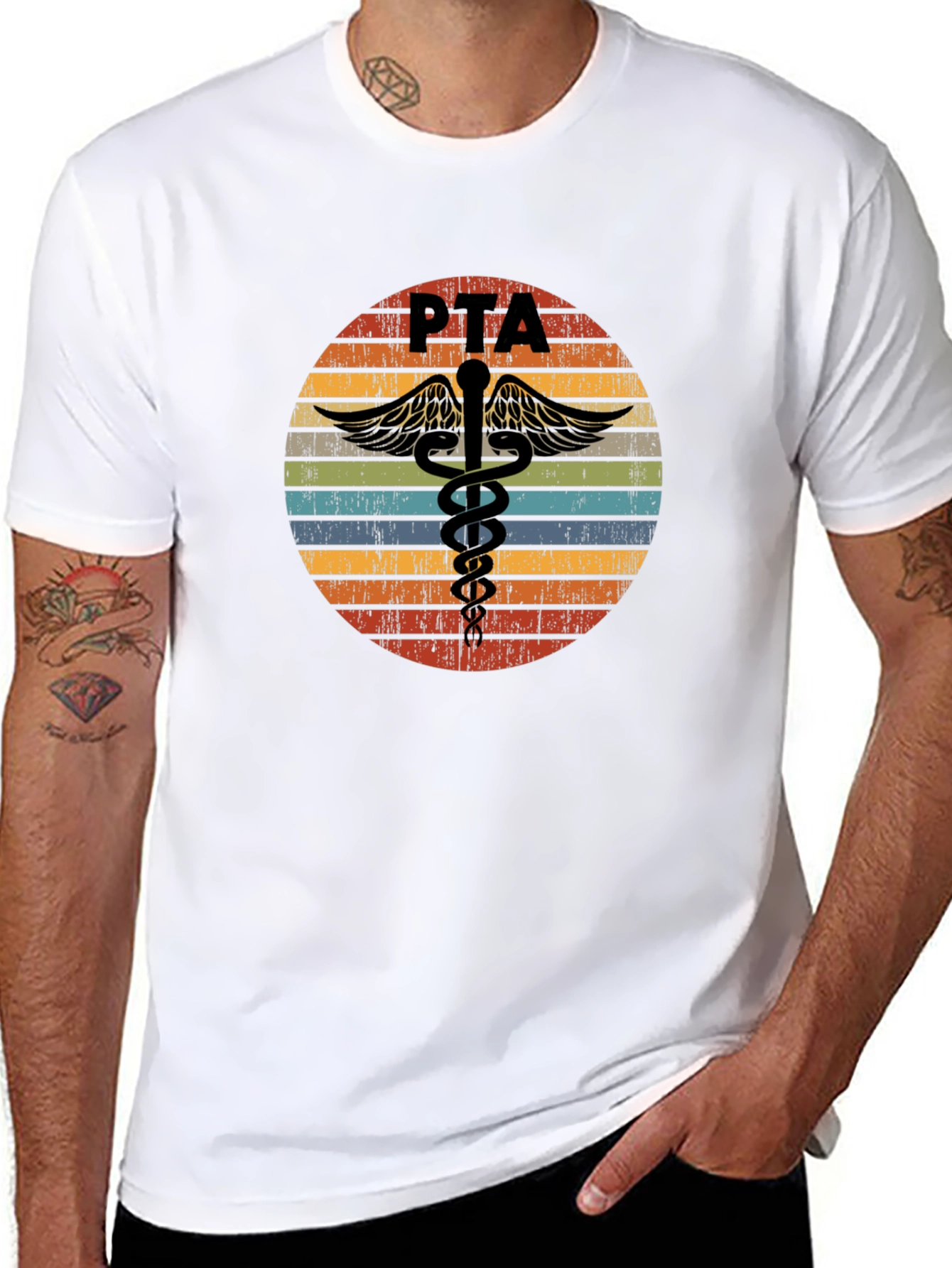 Black Vintage PTA Caduceus T-Shirt view 8