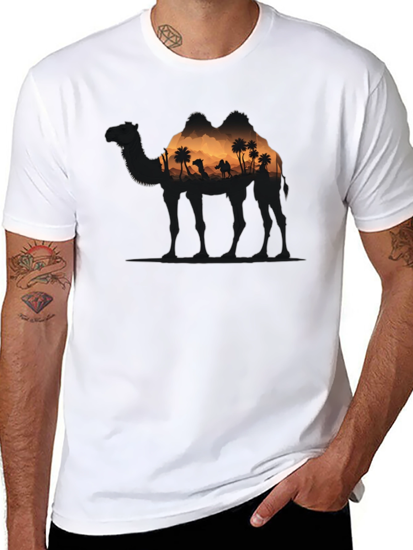 Black Camel Desert Silhouette Graphic T-Shirt view 8