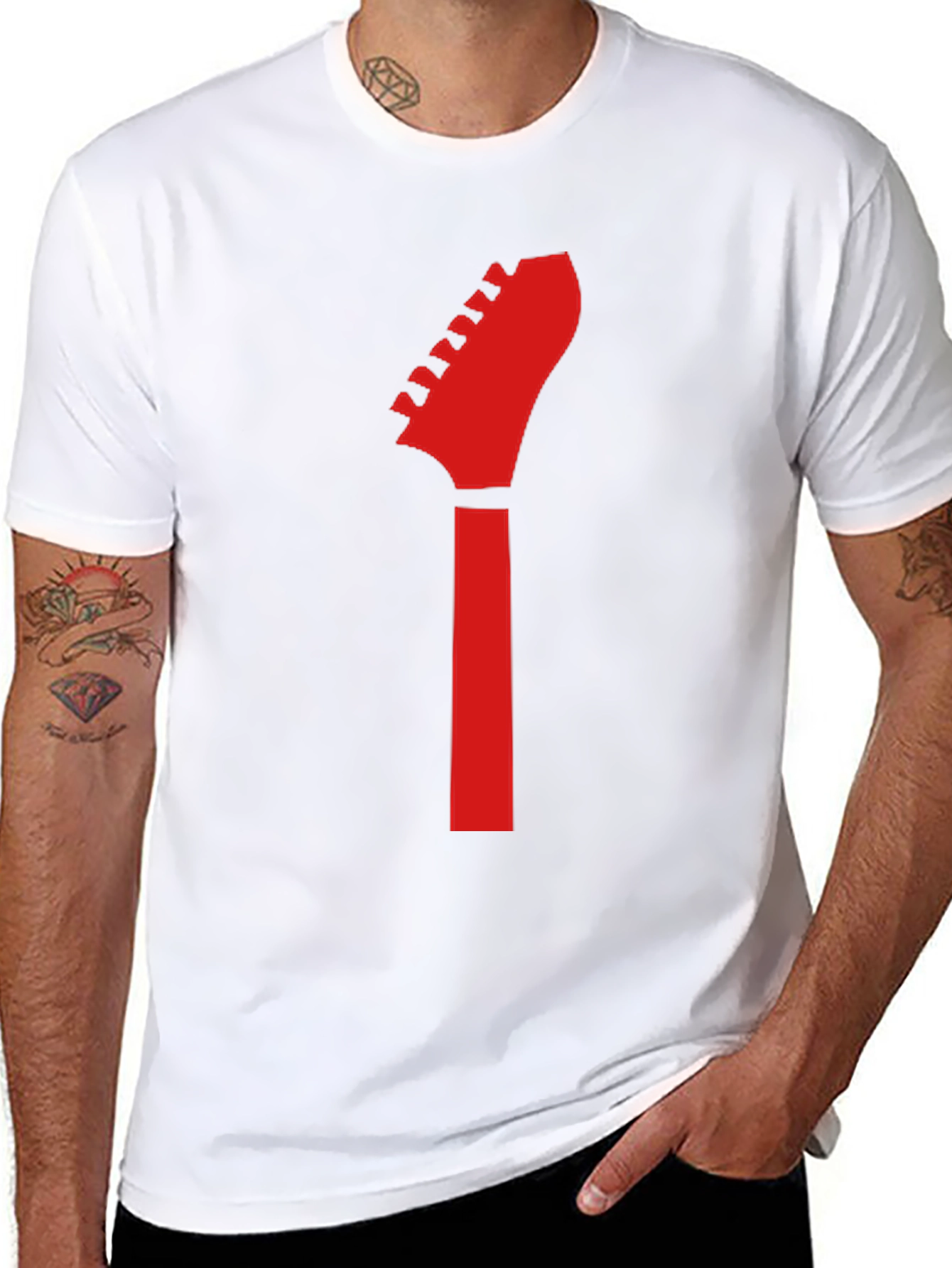 Black Guitar Headstock Graphic Tee - Rocker Style view 8