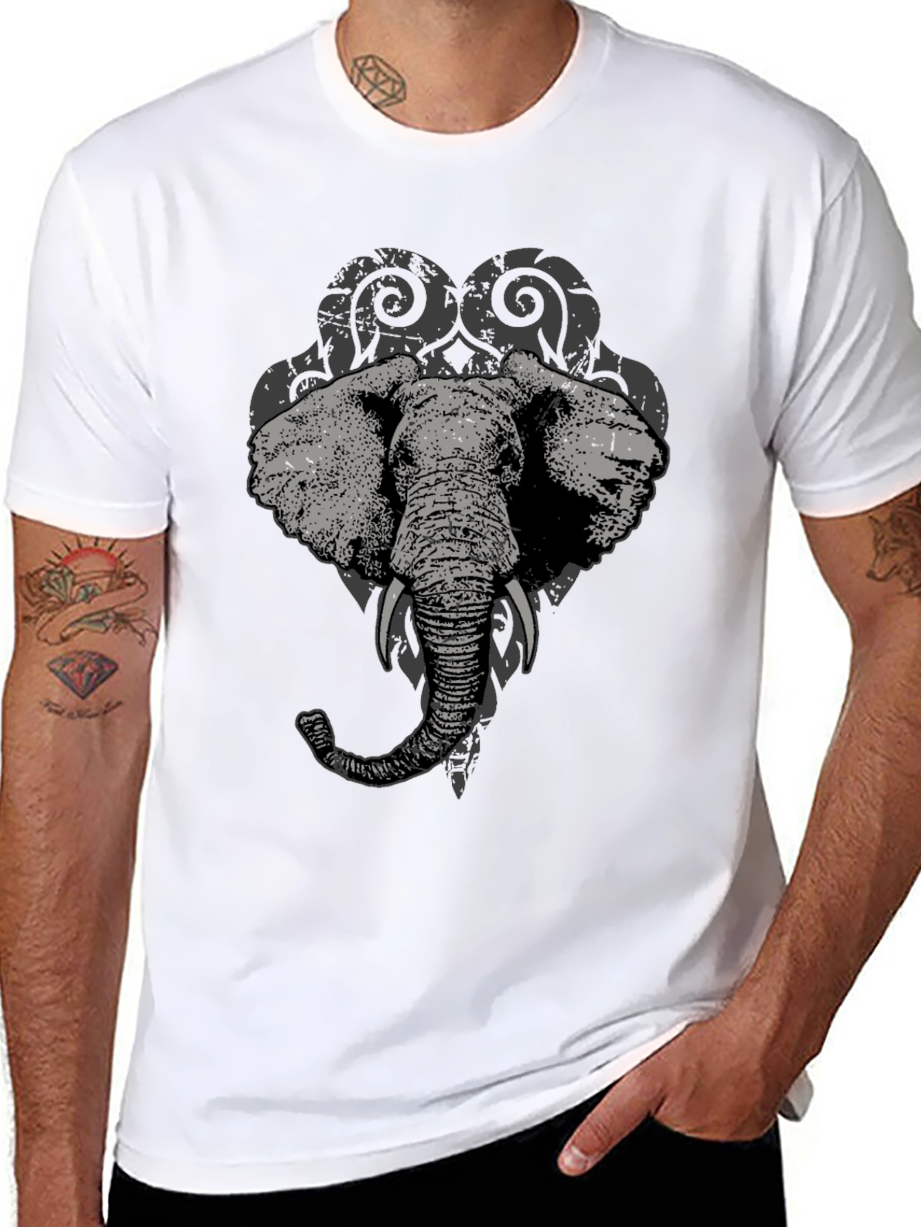 Black Elephant Graphic Black T-Shirt view 8