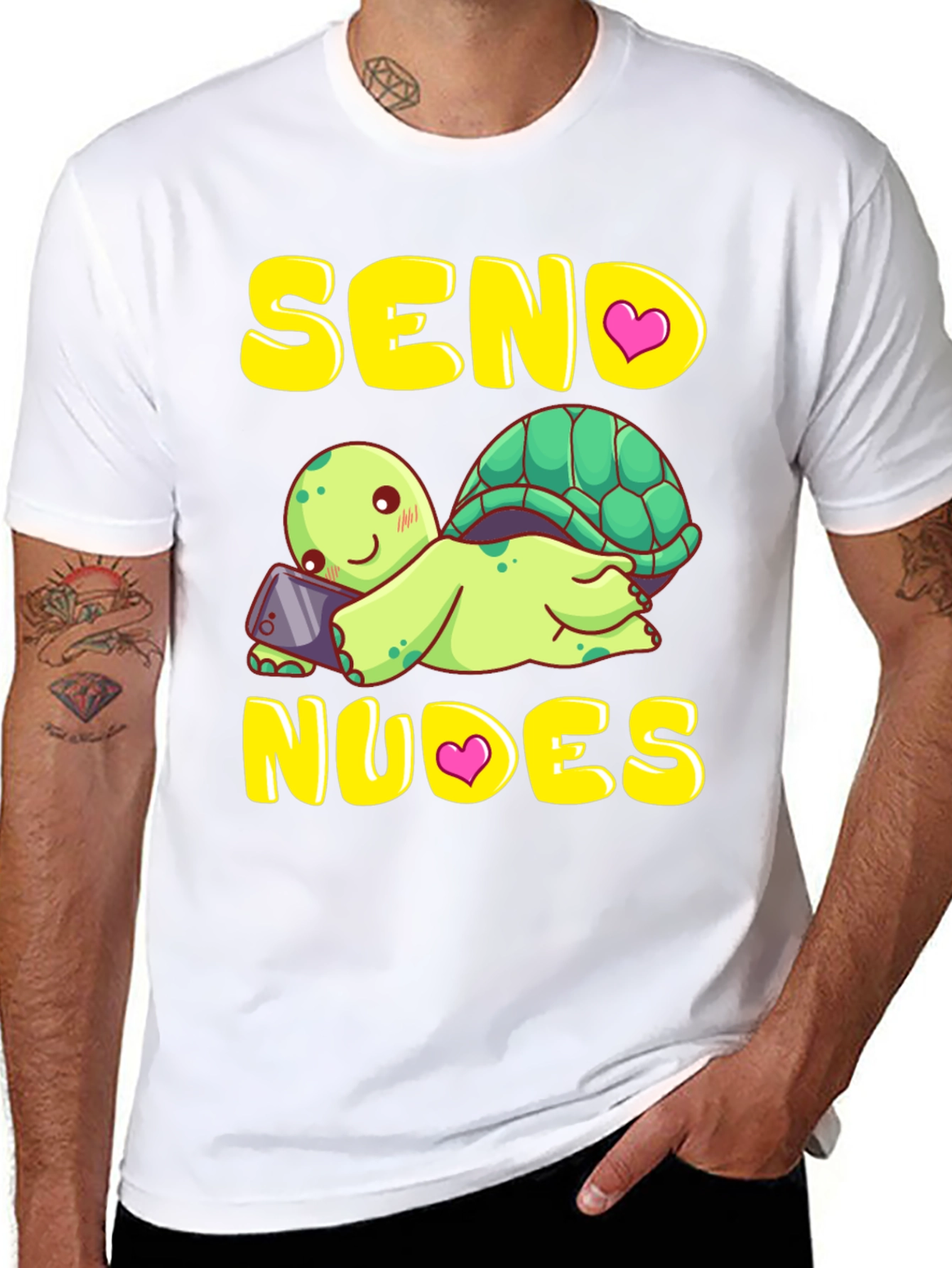 Black Send Nudes Turtle T-Shirt Funny Graphic Tee view 8