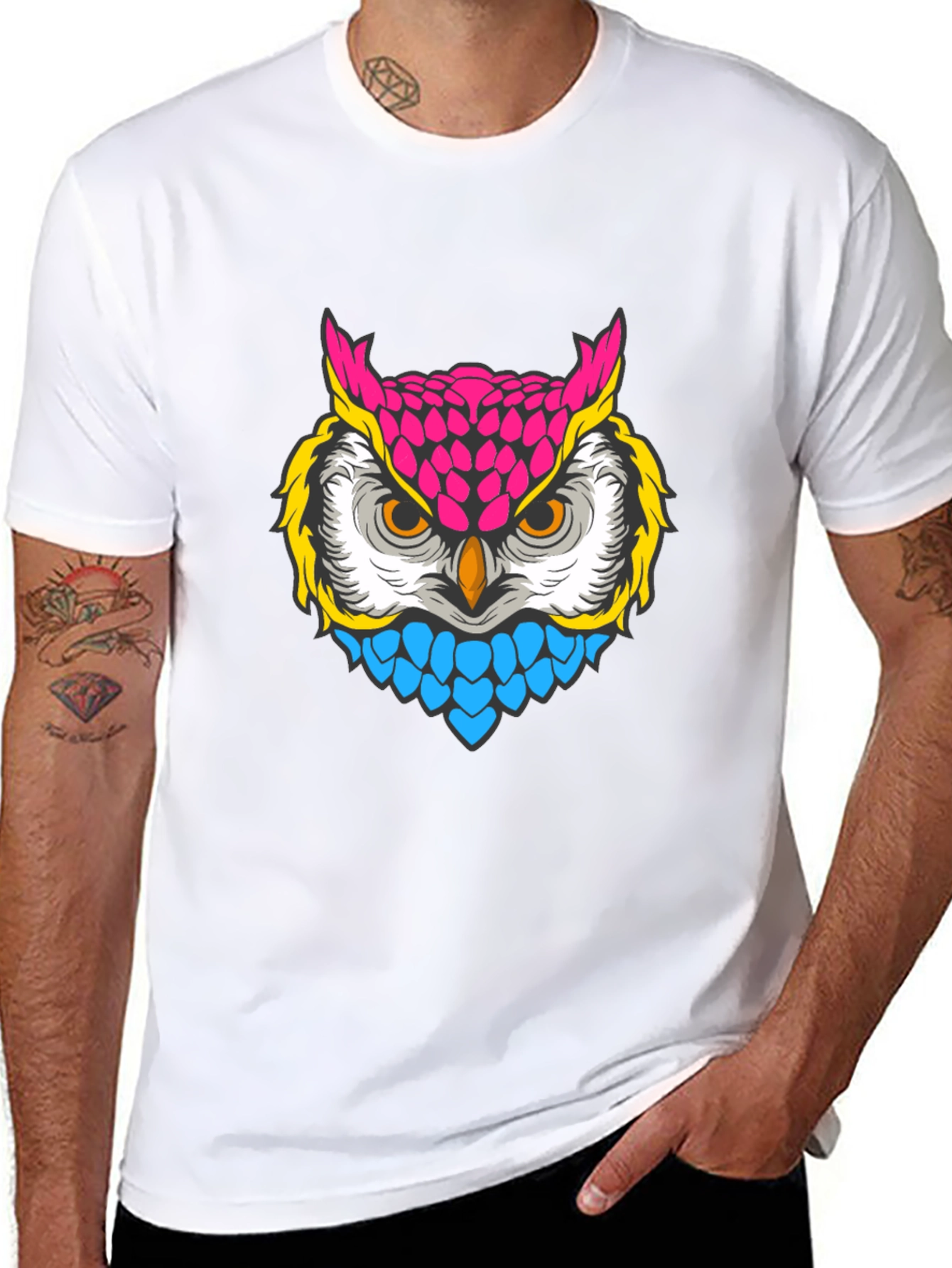Black Neon Owl Graphic T-Shirt - Bold & Stylish view 8