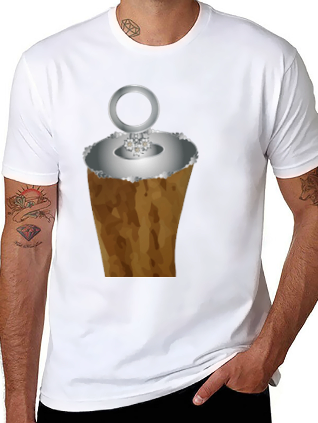 Black Funny Ice Cream Cone Ring Black T-Shirt view 8
