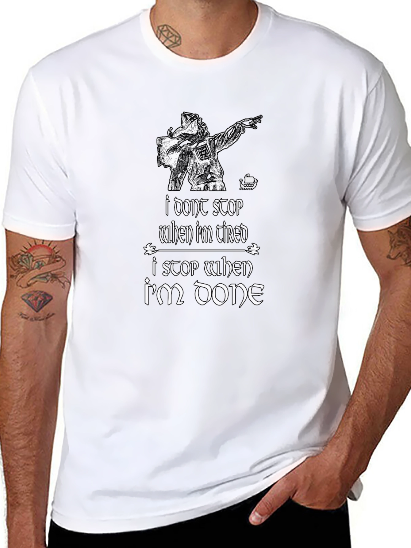 Black Viking Dab T-Shirt - I Don't Stop When I'm Tired view 8