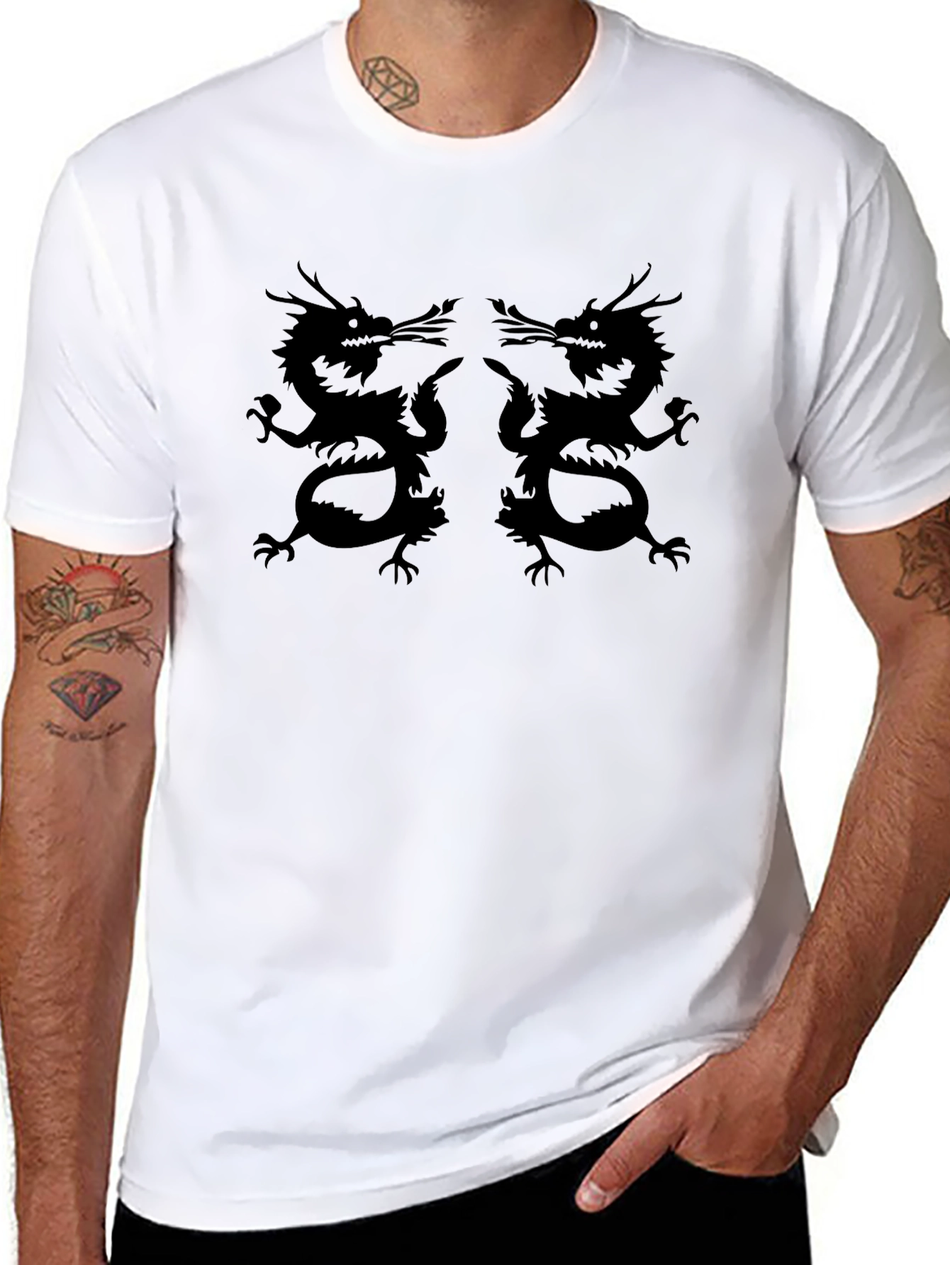 Black Dragon Graphic Print Tee - Black view 8