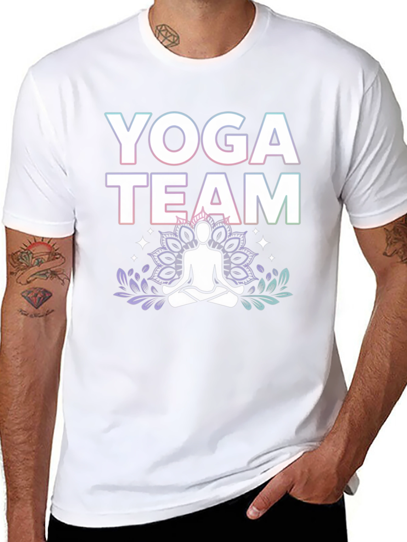 Black Yoga Team Graphic Tee - Black Cotton Blend view 8