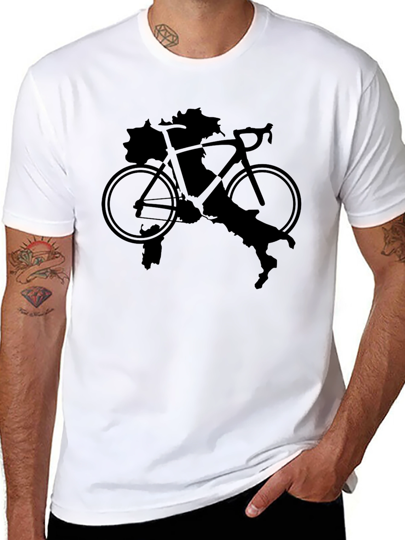 Black Italy Bike Silhouette T-Shirt view 8