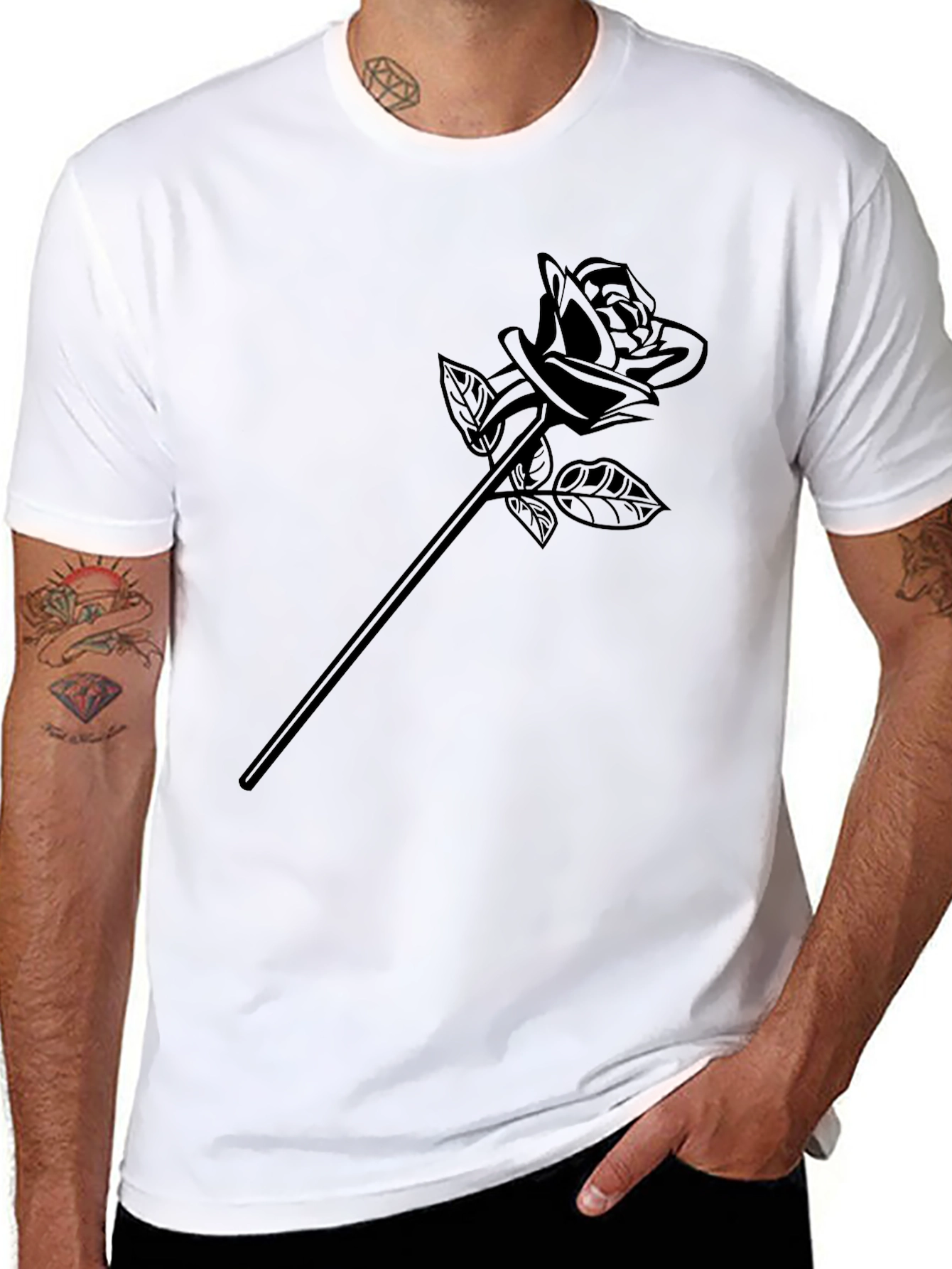Black Black Rose Graphic Tee - Modern Menswear view 8