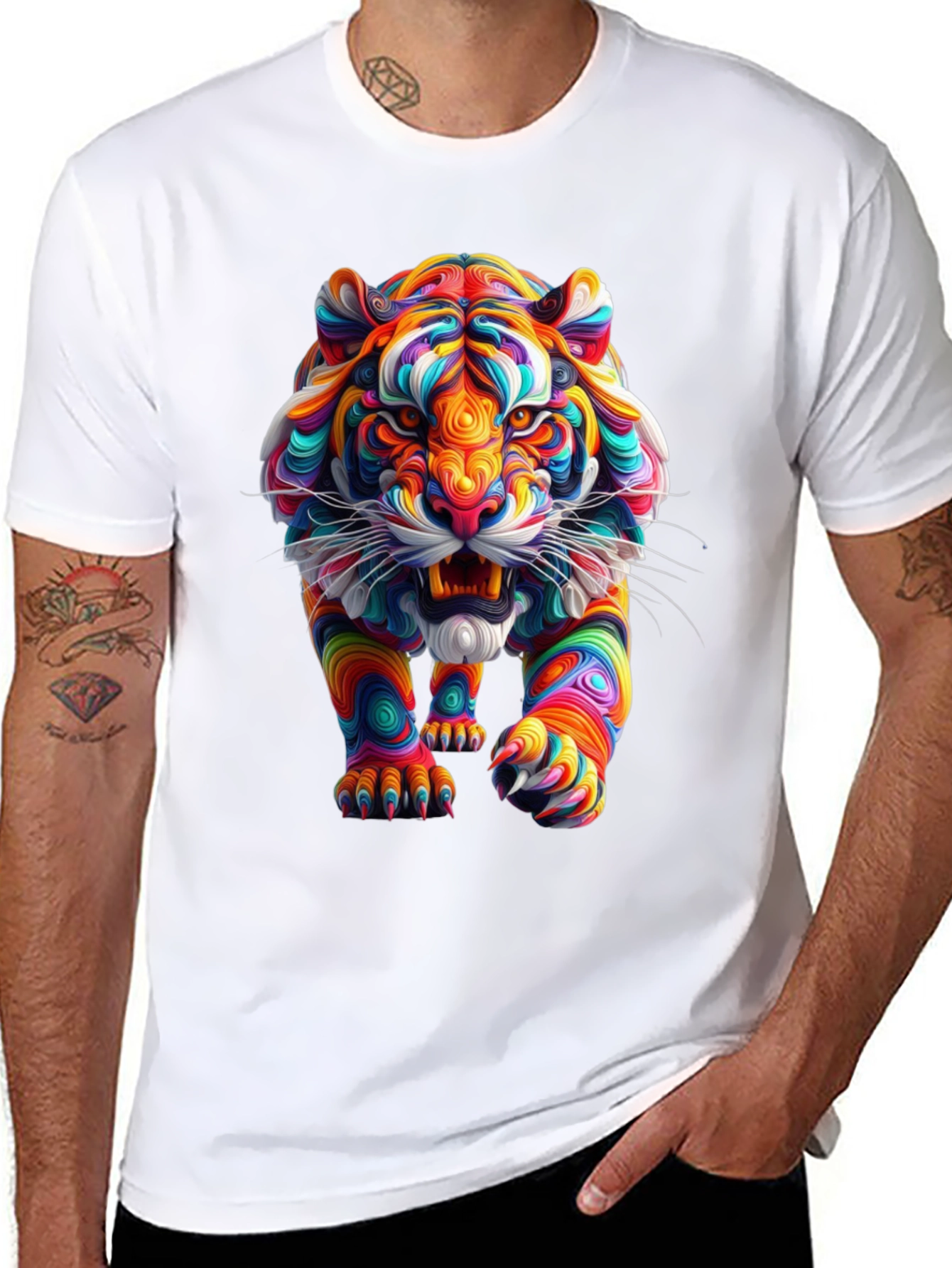 Black Vibrant Tiger Graphic Tee - Bold Style view 8