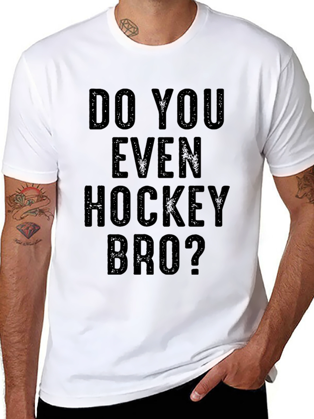 Black Do You Even Hockey Bro? Black Graphic Tee view 8