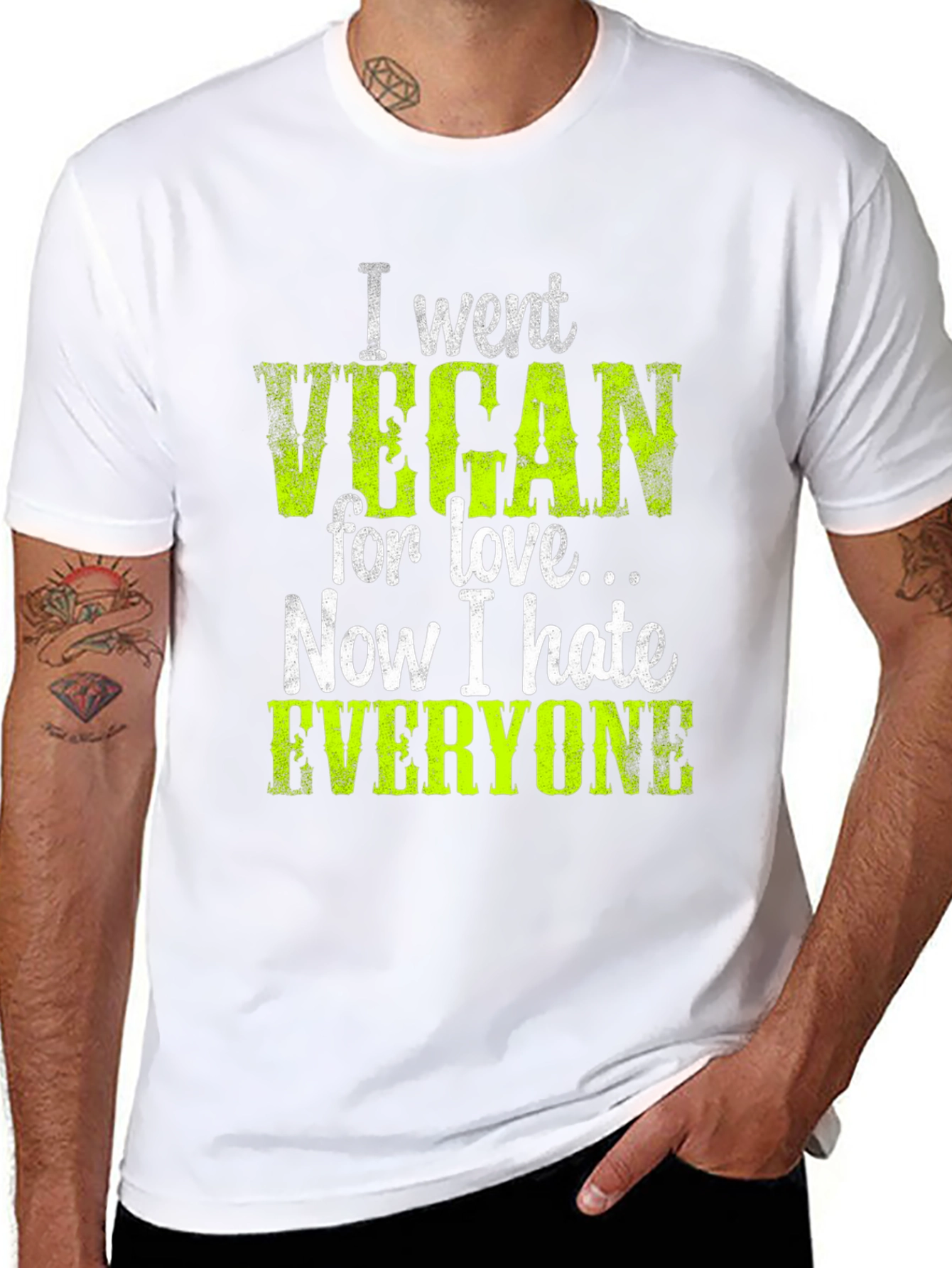 Black Vegan Hate Everyone Graphic T-Shirt view 8