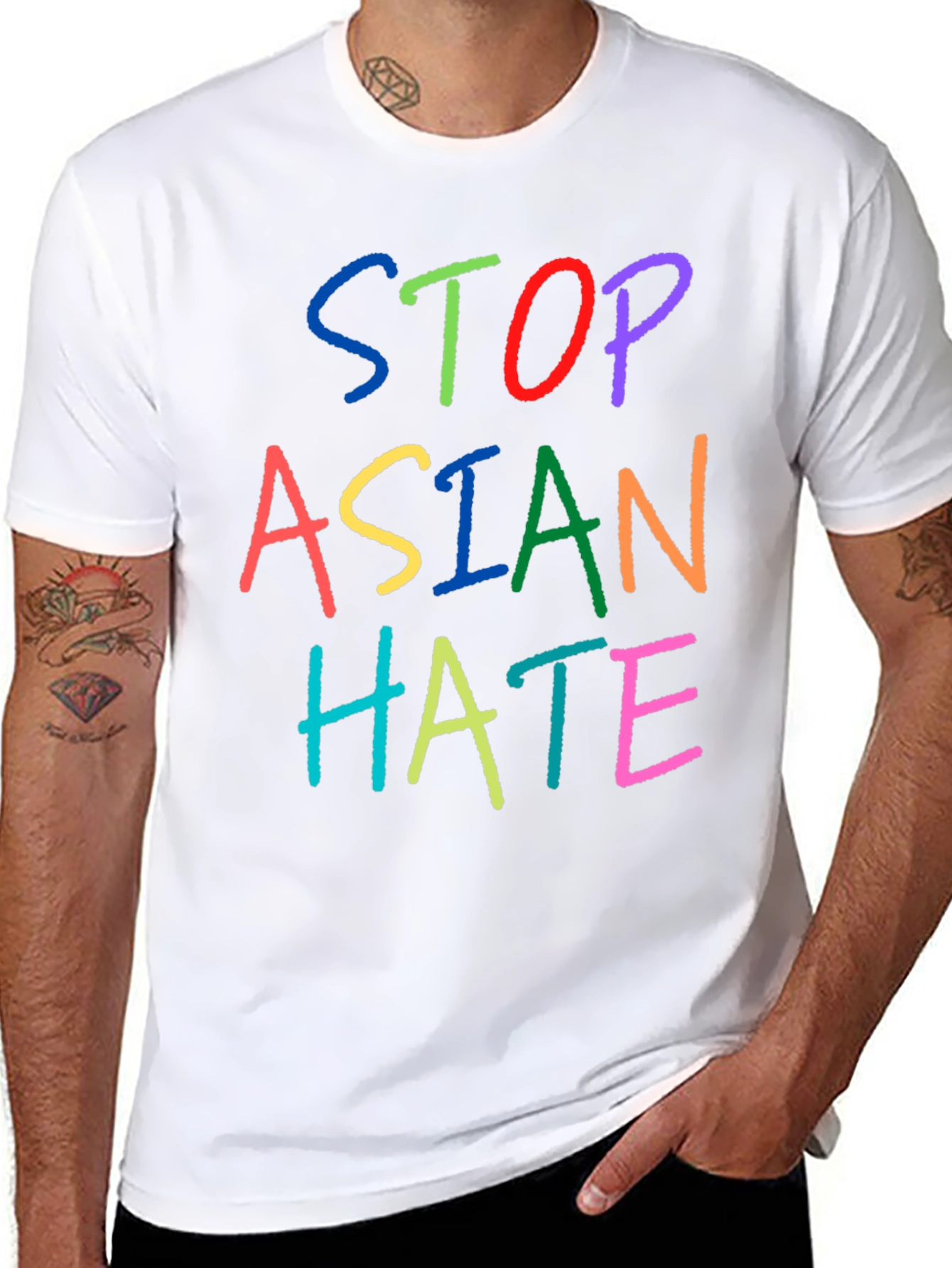 Black Stop Asian Hate Black T-Shirt view 8