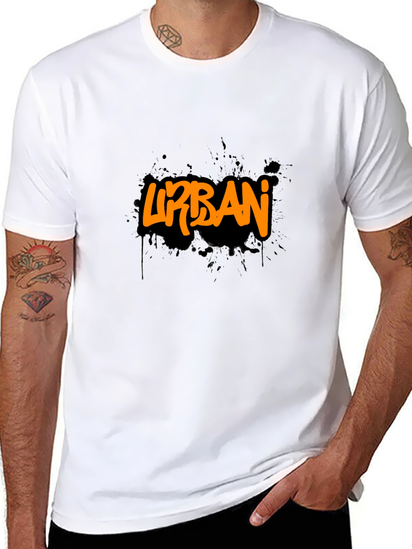 Black Urban Graphic Tee - Black Men's T-Shirt view 8
