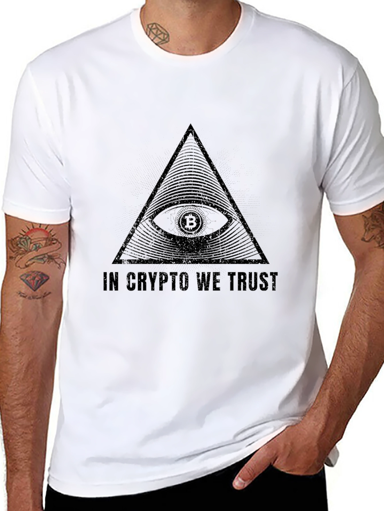 Black In Crypto We Trust T-Shirt, Bitcoin All Seeing Eye Tee view 8