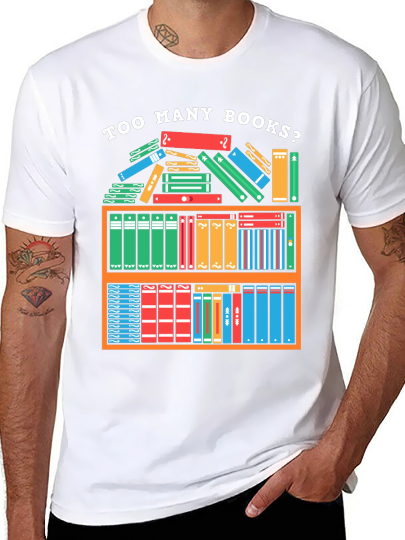Black Too Many Books T-Shirt - Reader Gift view 8