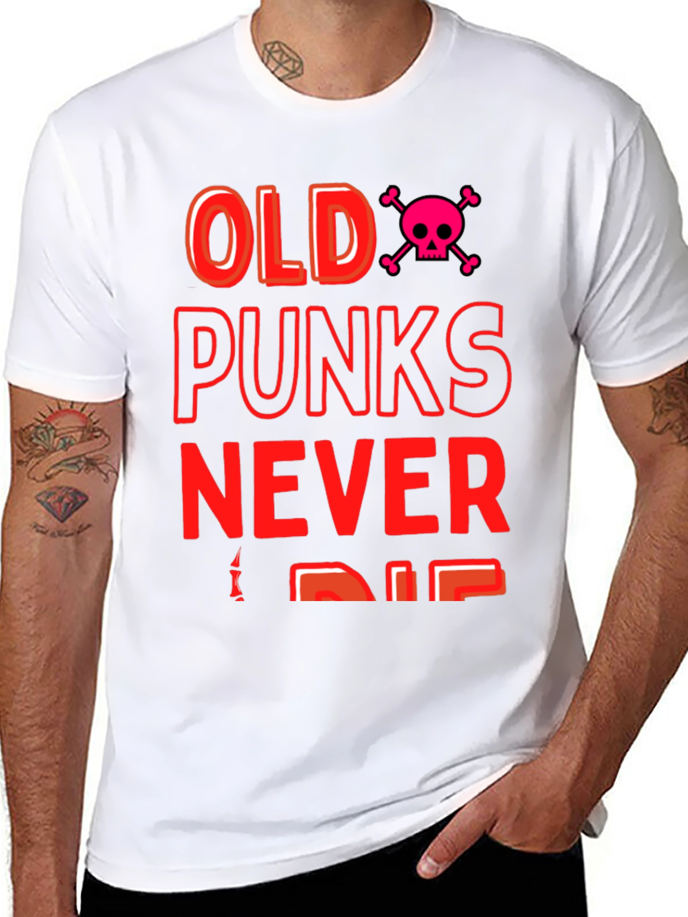 Black Old Punks Never Die Graphic Tee view 8