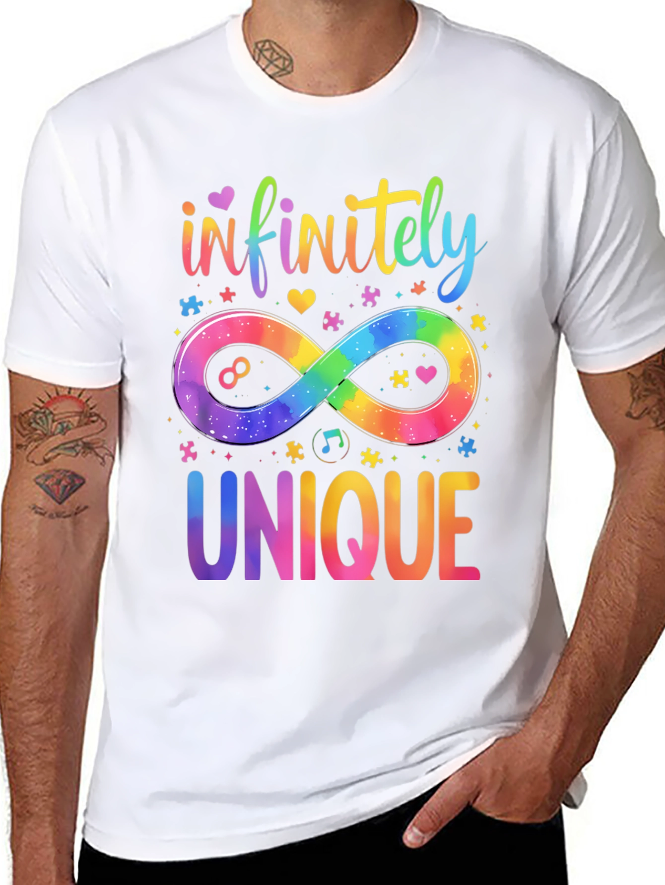 Black Infinitely Unique Autism Awareness T-Shirt view 8