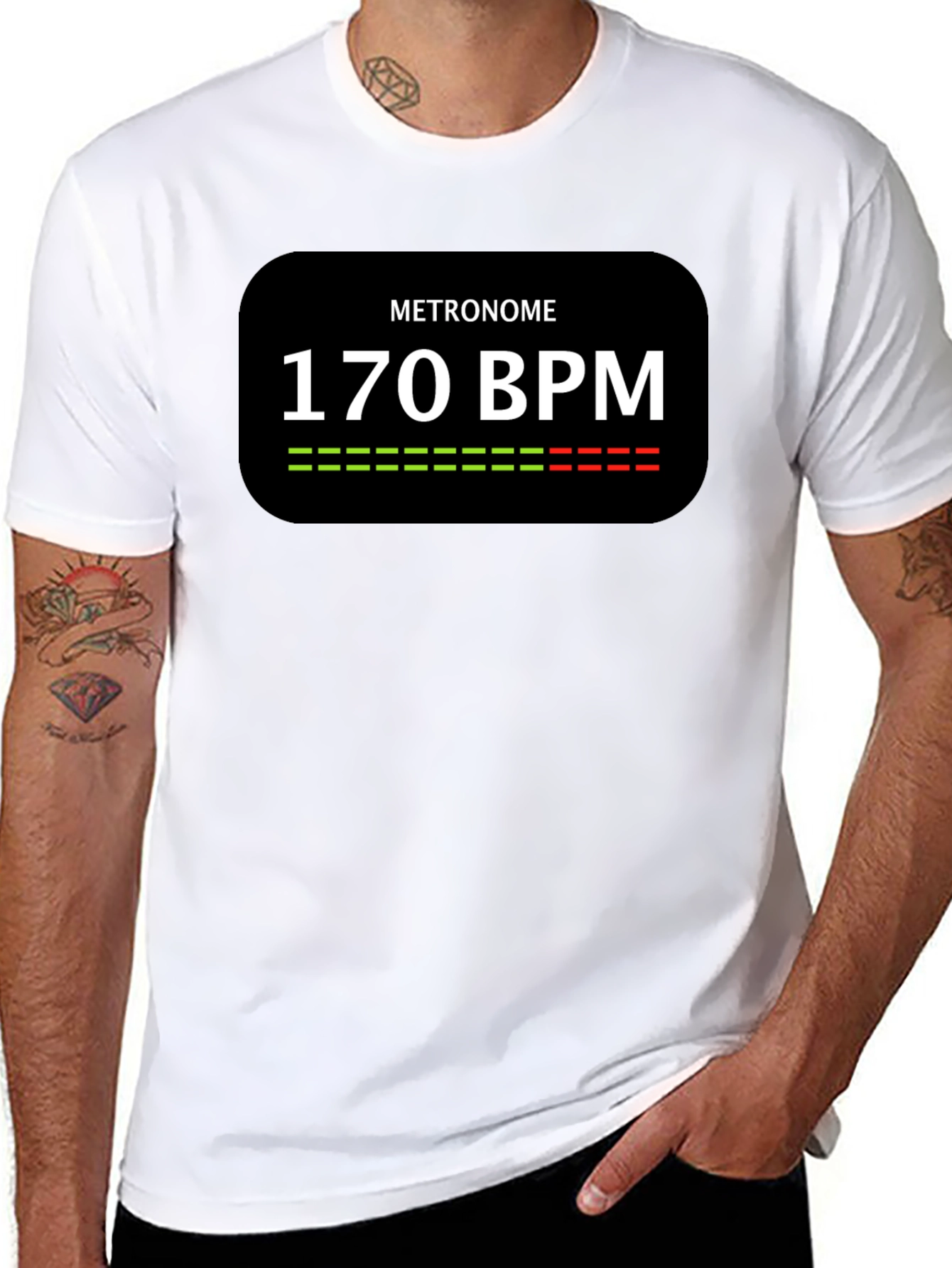 Black Metronome 170 BPM Black T-Shirt view 8