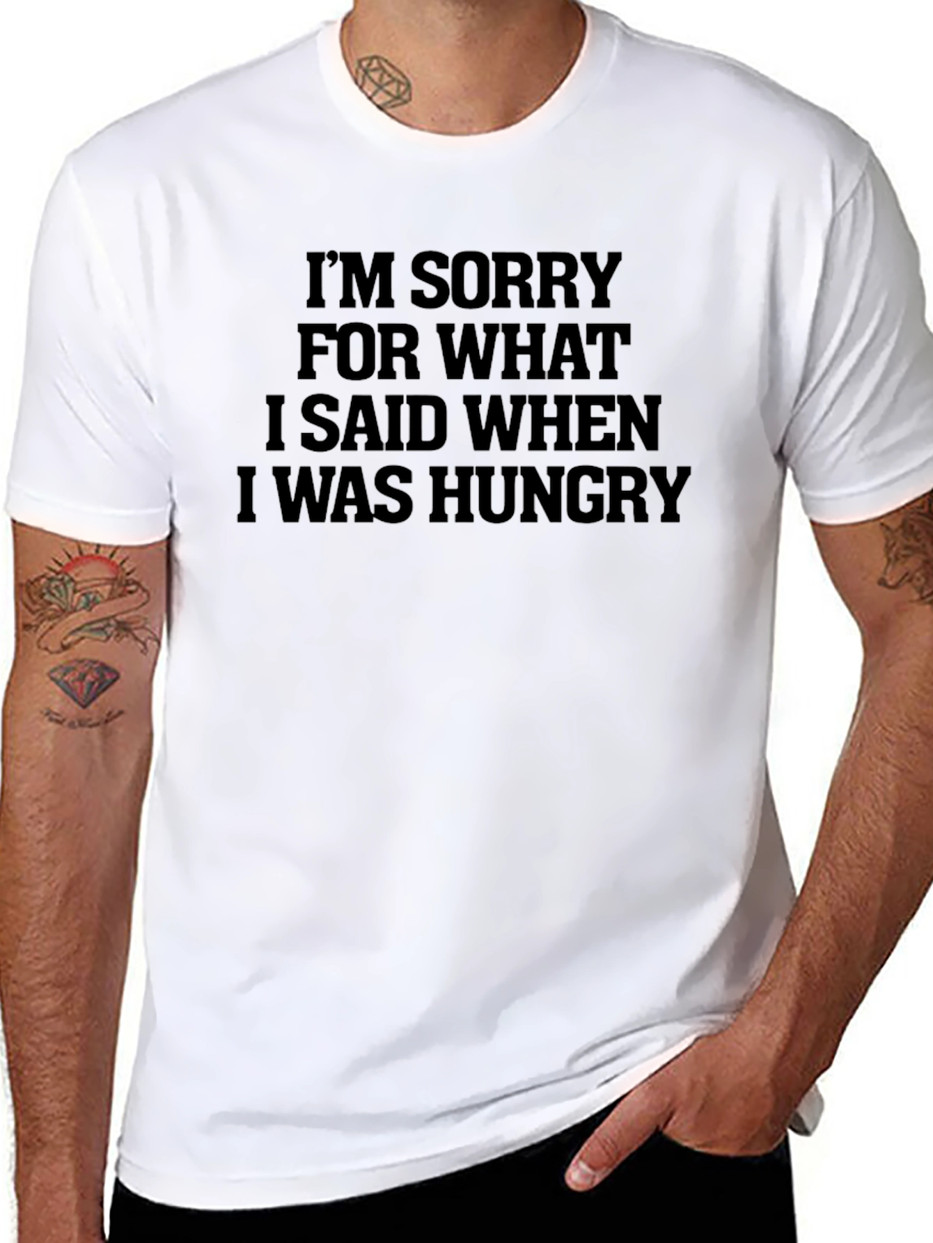 Black Funny Hungry T-Shirt - I'm Sorry For What I Said view 8
