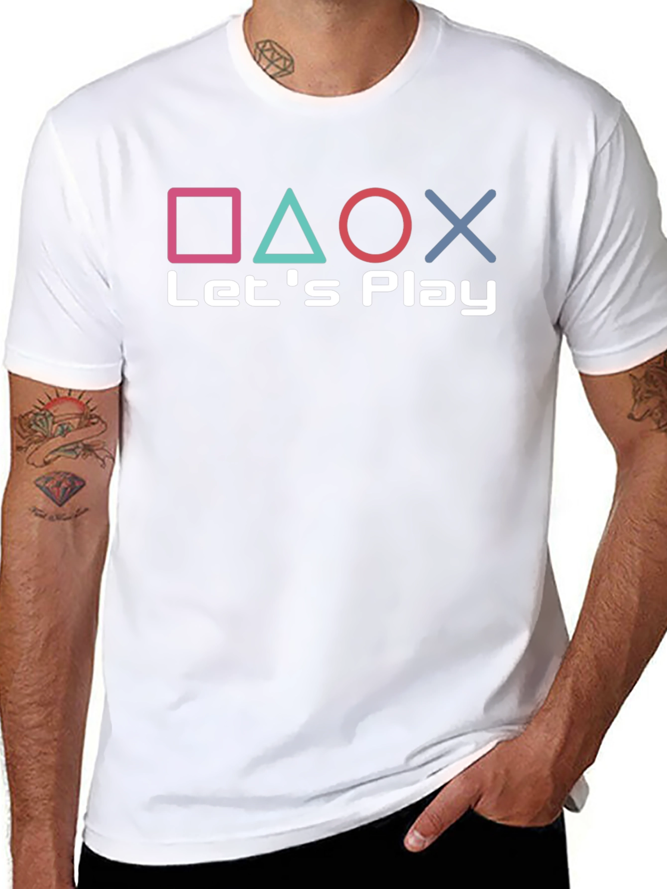 Black Let's Play Gaming Tee - Playstation Inspired Design view 8