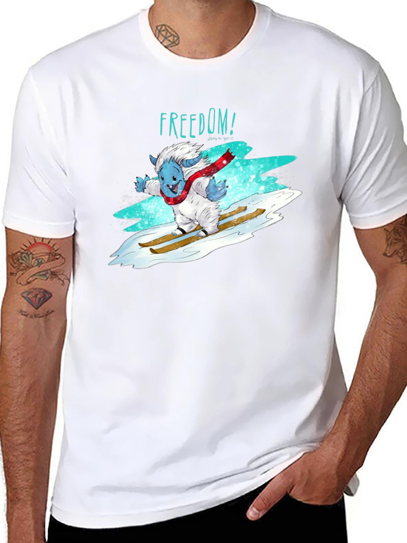 Black Freedom Skiing Yeti Graphic T-Shirt - Black view 8