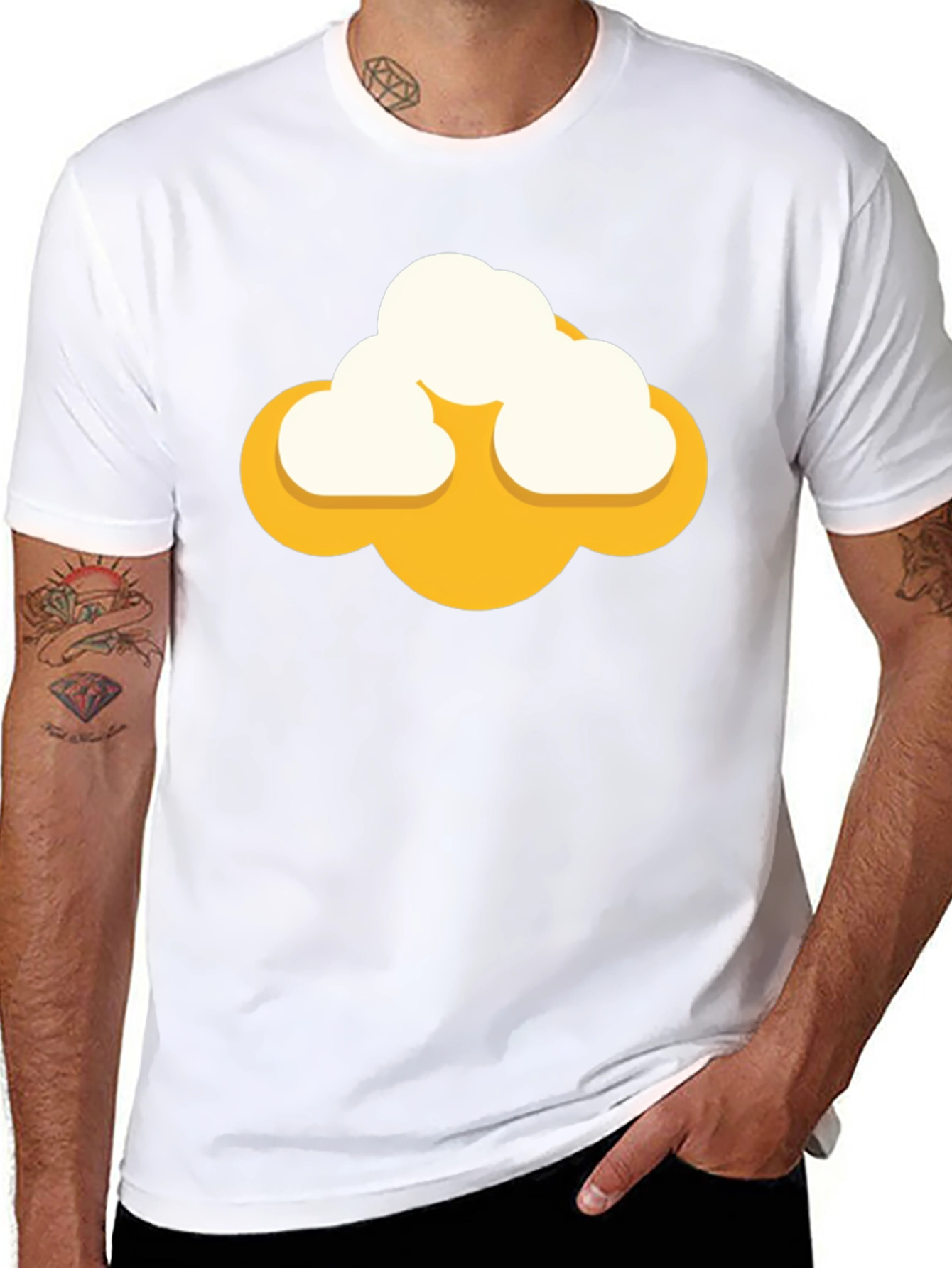 Black Cartoon Cloud Graphic Tee - Mens Black Short Sleeve Shirt view 8