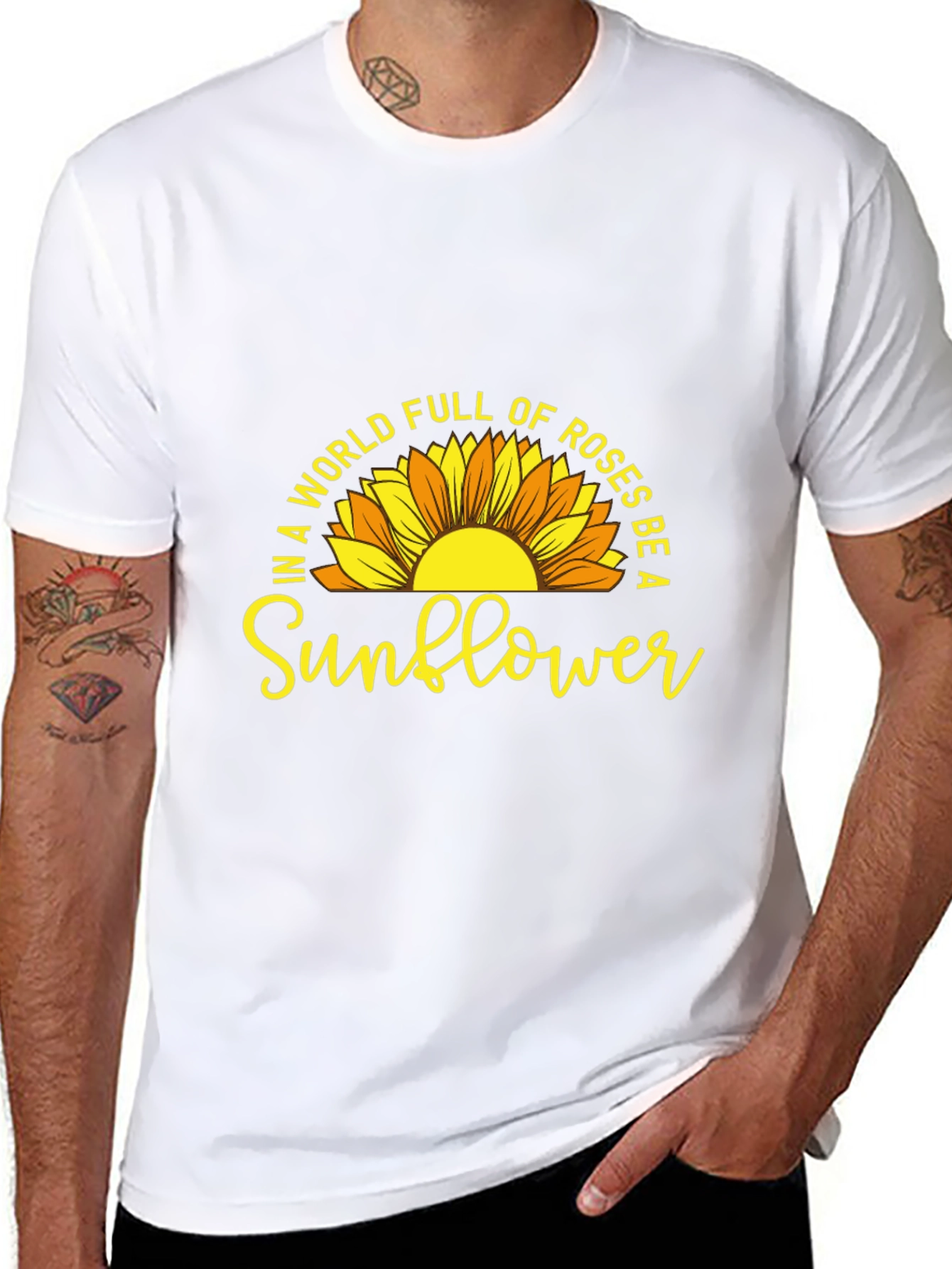 Black Be a Sunflower Graphic T-Shirt - Positive Vibes view 8