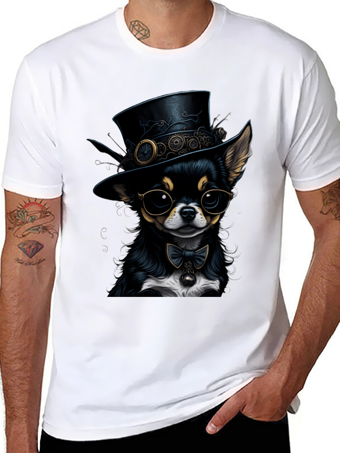 Steampunk Chihuahua Graphic Tee - Stylish Dog Lover Shirt - 8
