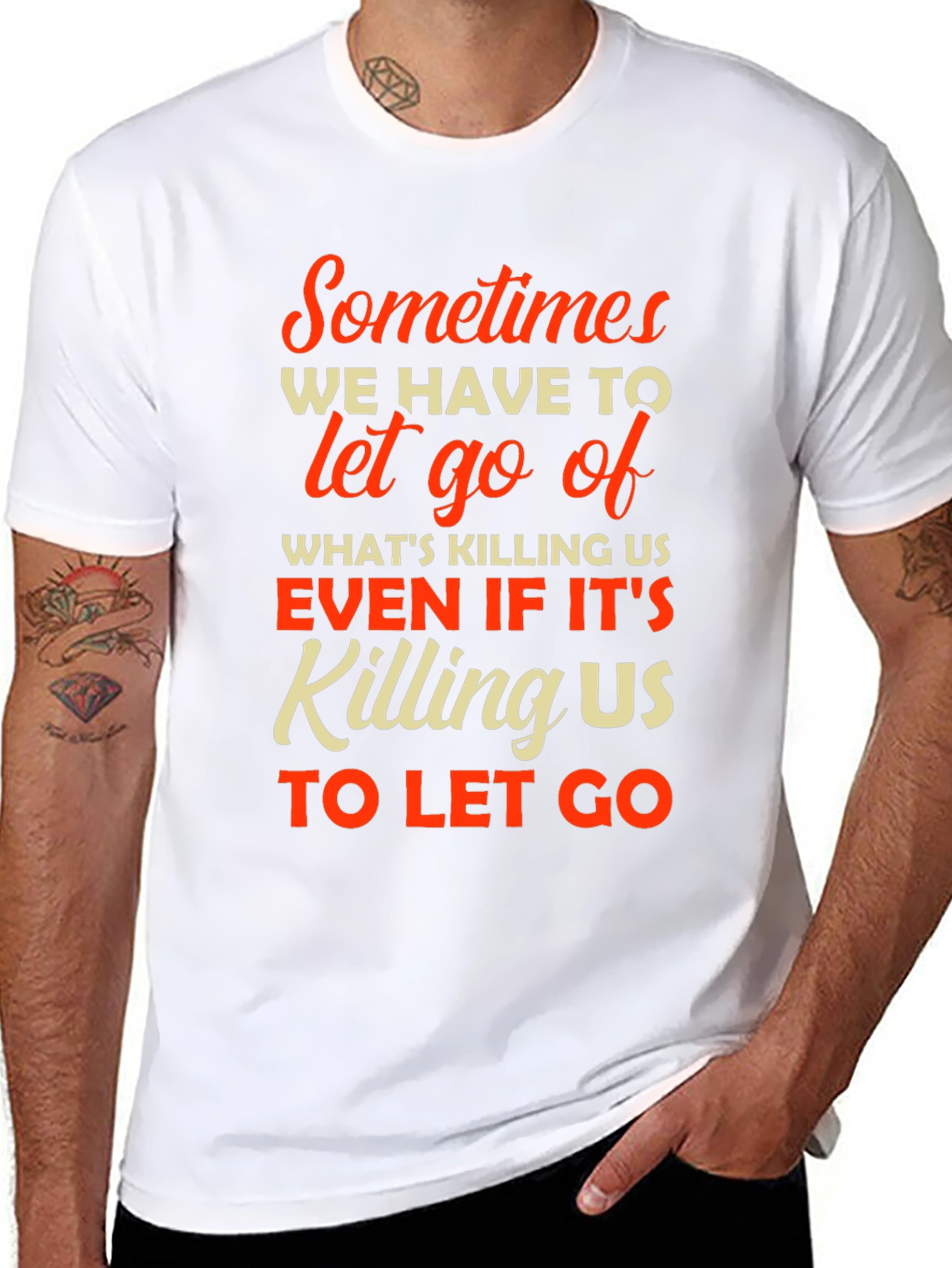 Black Inspirational T-Shirt: Sometimes We Have To Let Go view 8