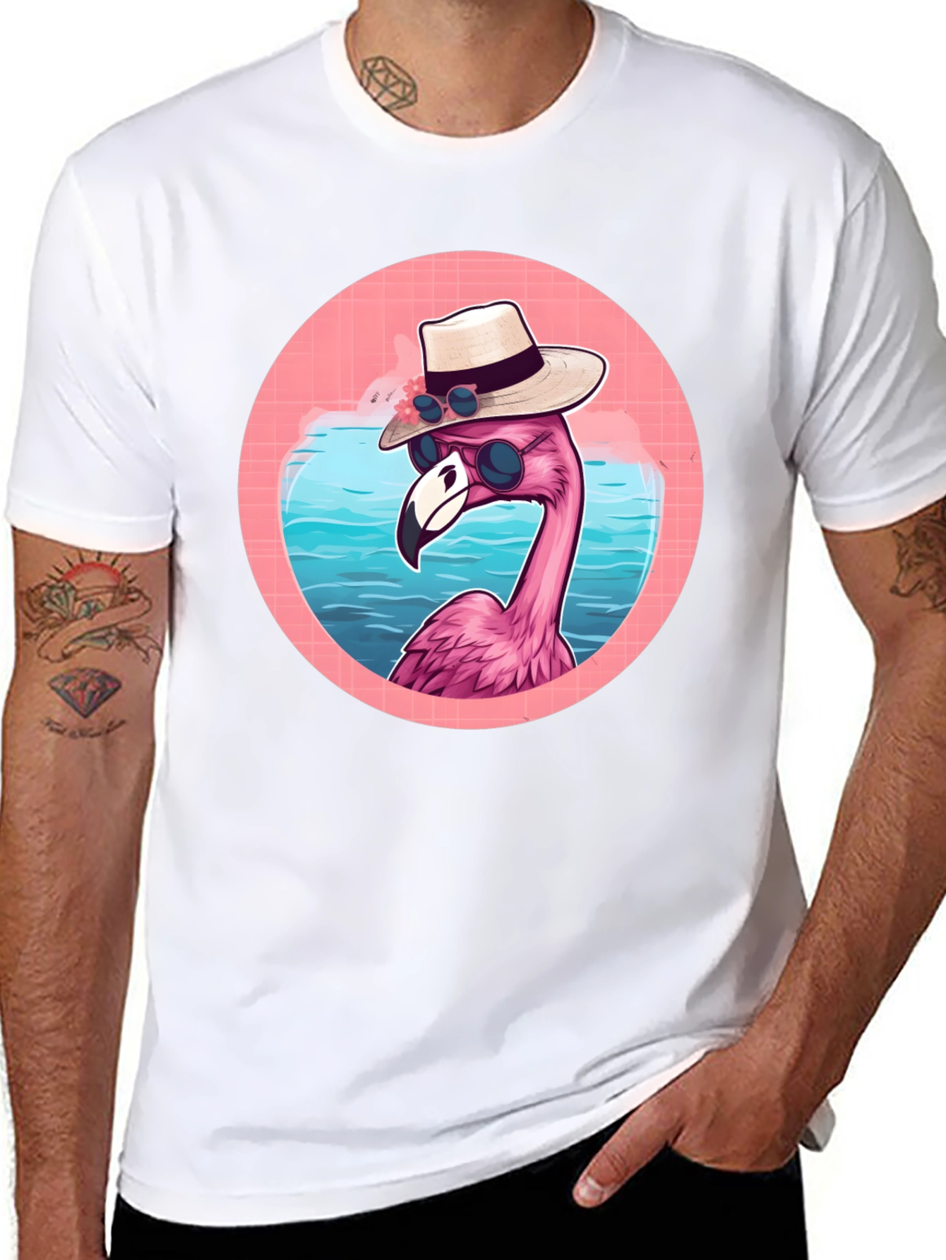Black Cool Flamingo Graphic Tee view 8