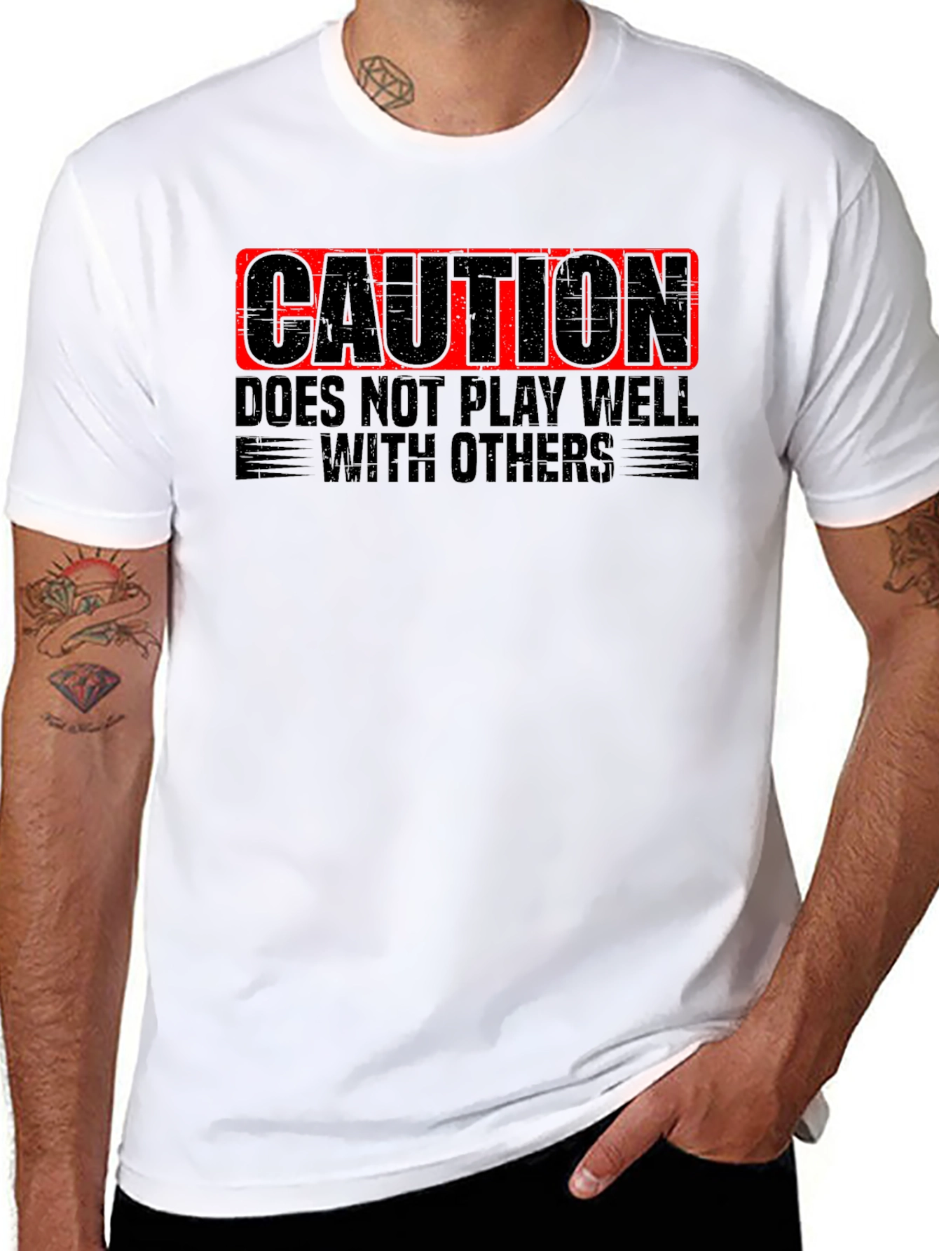 Black Caution: Doesn't Play Well with Others - Novelty T-Shirt view 8