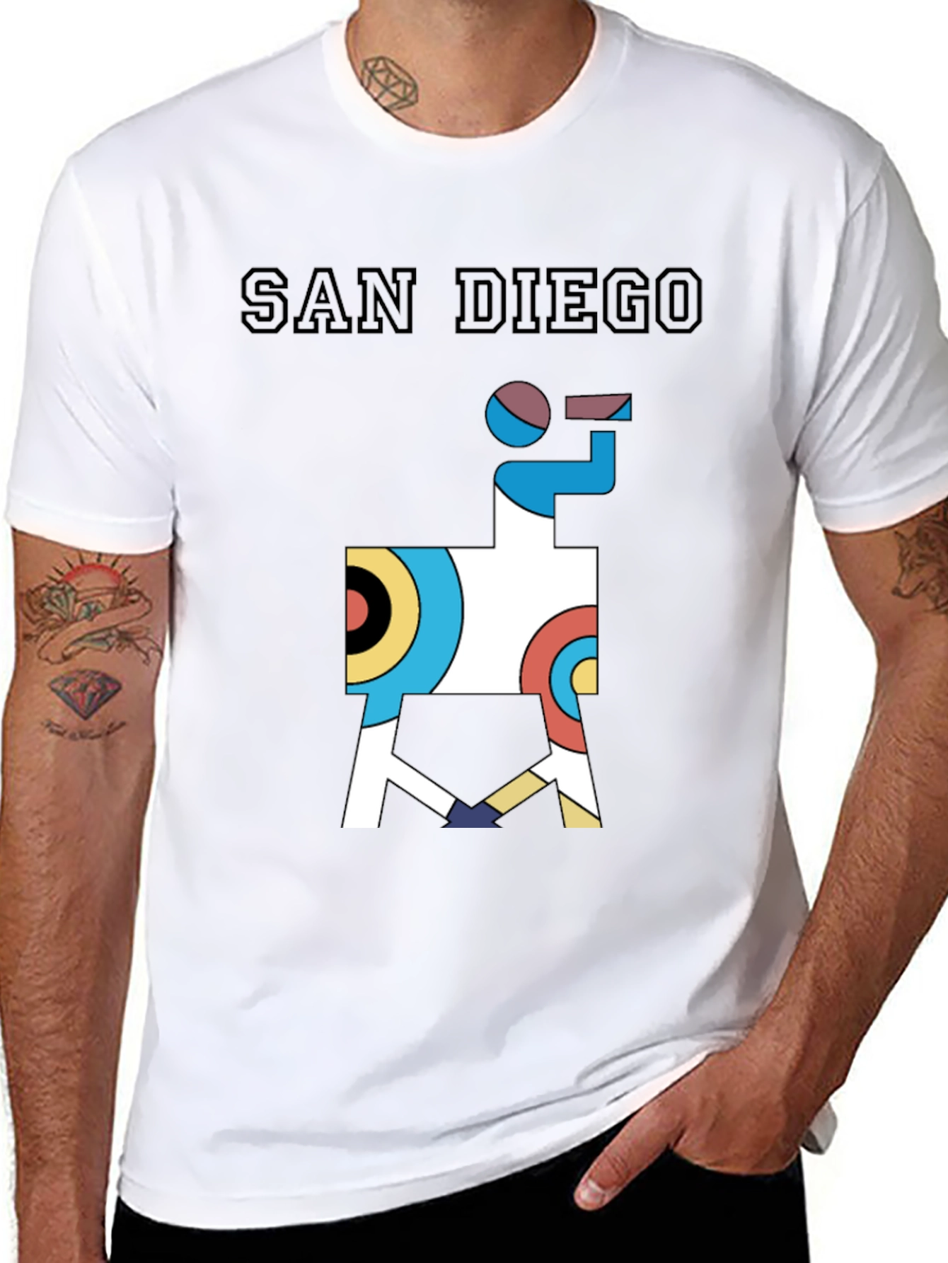 Black San Diego Graphic Tee - Abstract Geometric Llama Shirt view 8