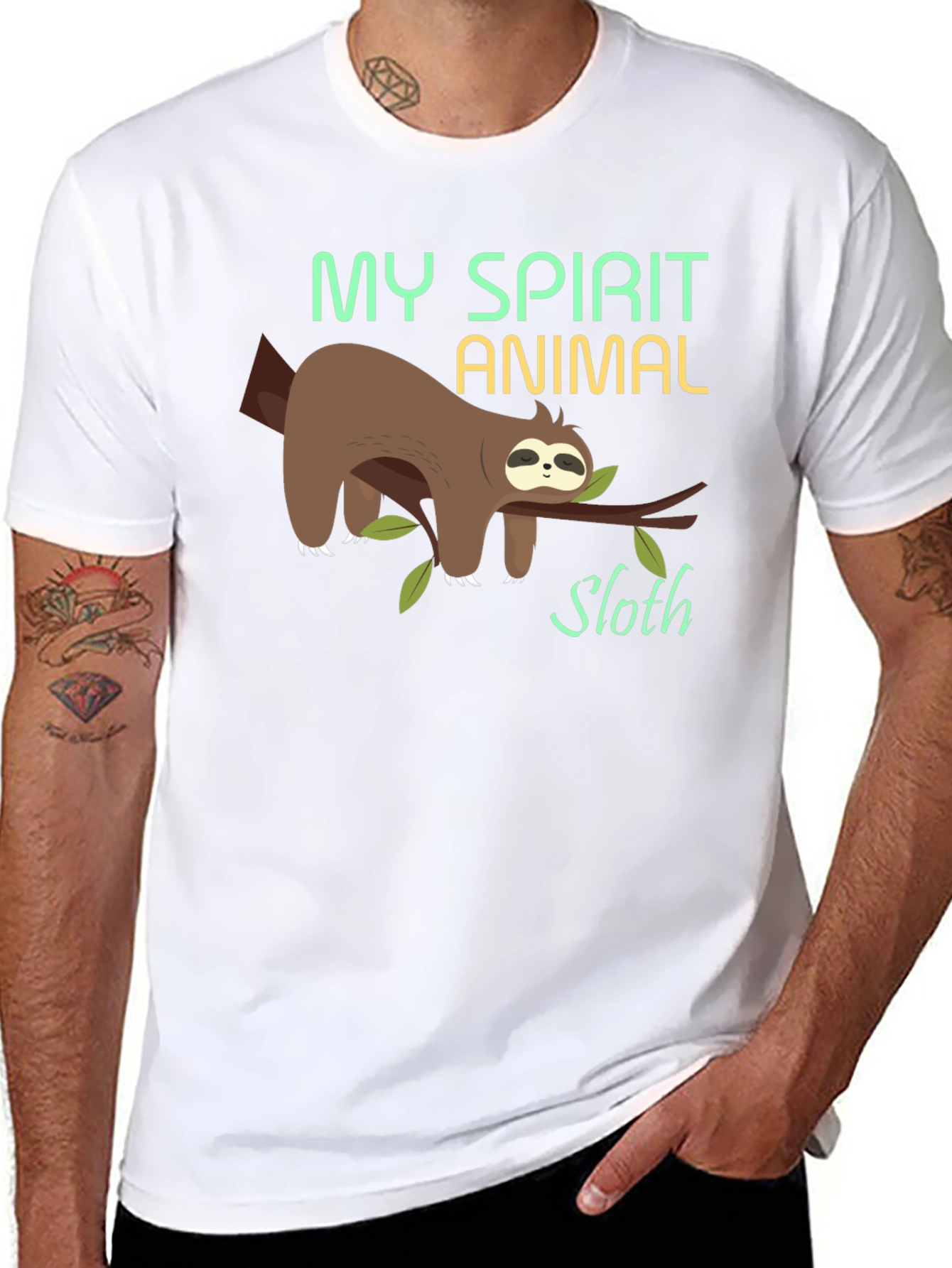 Black My Spirit Animal Sloth T-Shirt - Funny Lazy Tee view 8