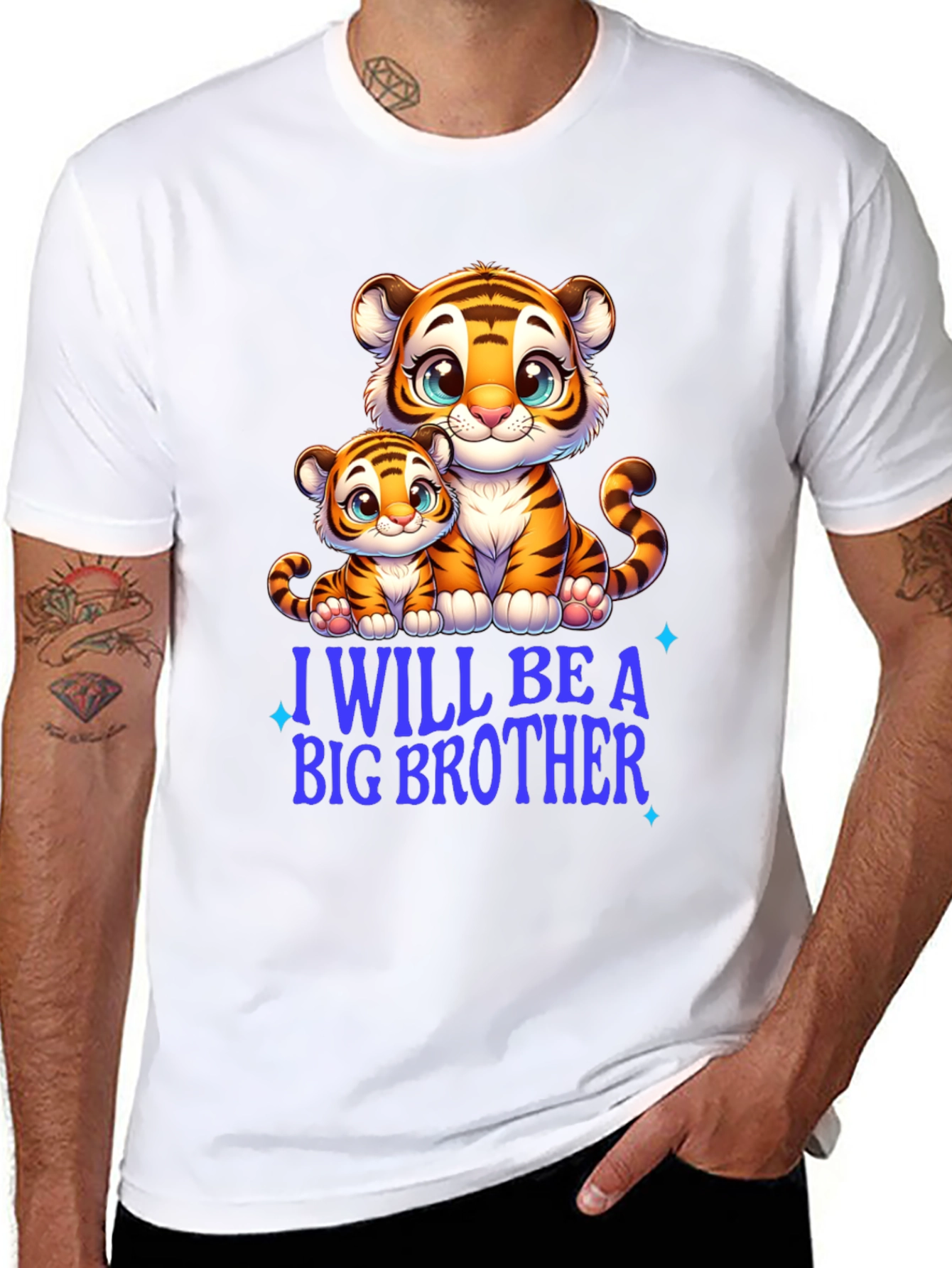 Black I Will Be A Big Brother Tiger Tee view 8